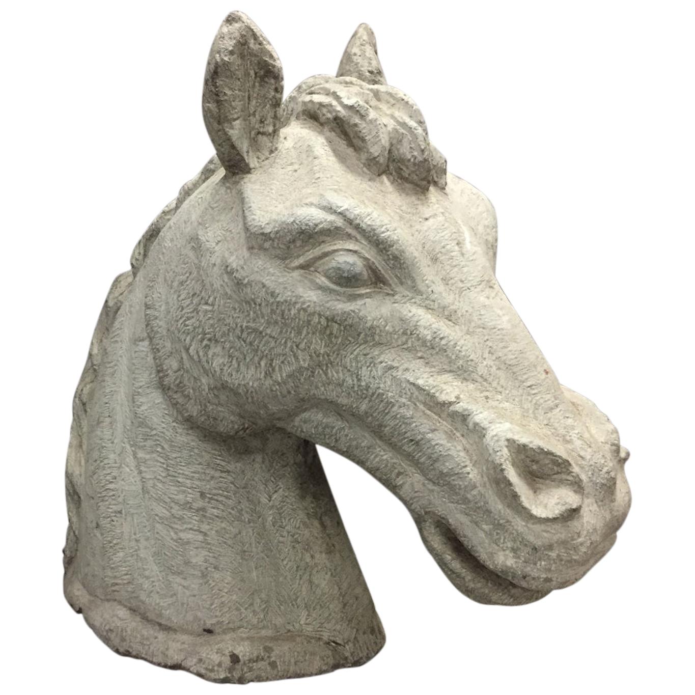 Italian Carved Stone Horse Head, 19th Century