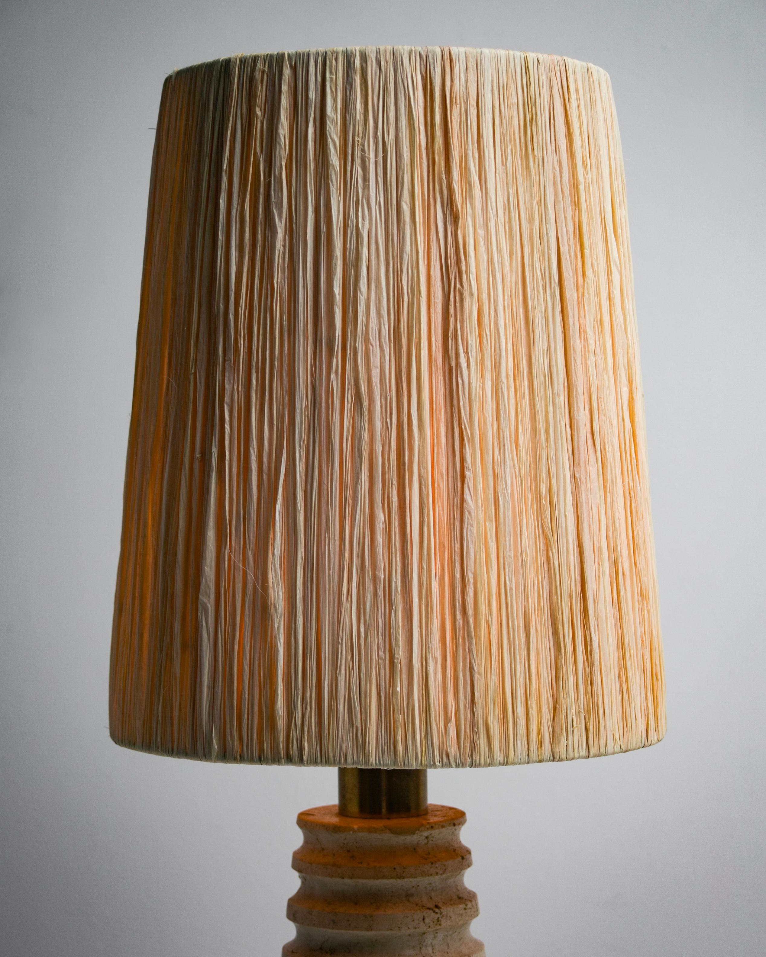 Italian Carved Travertine Table Lamp 1
