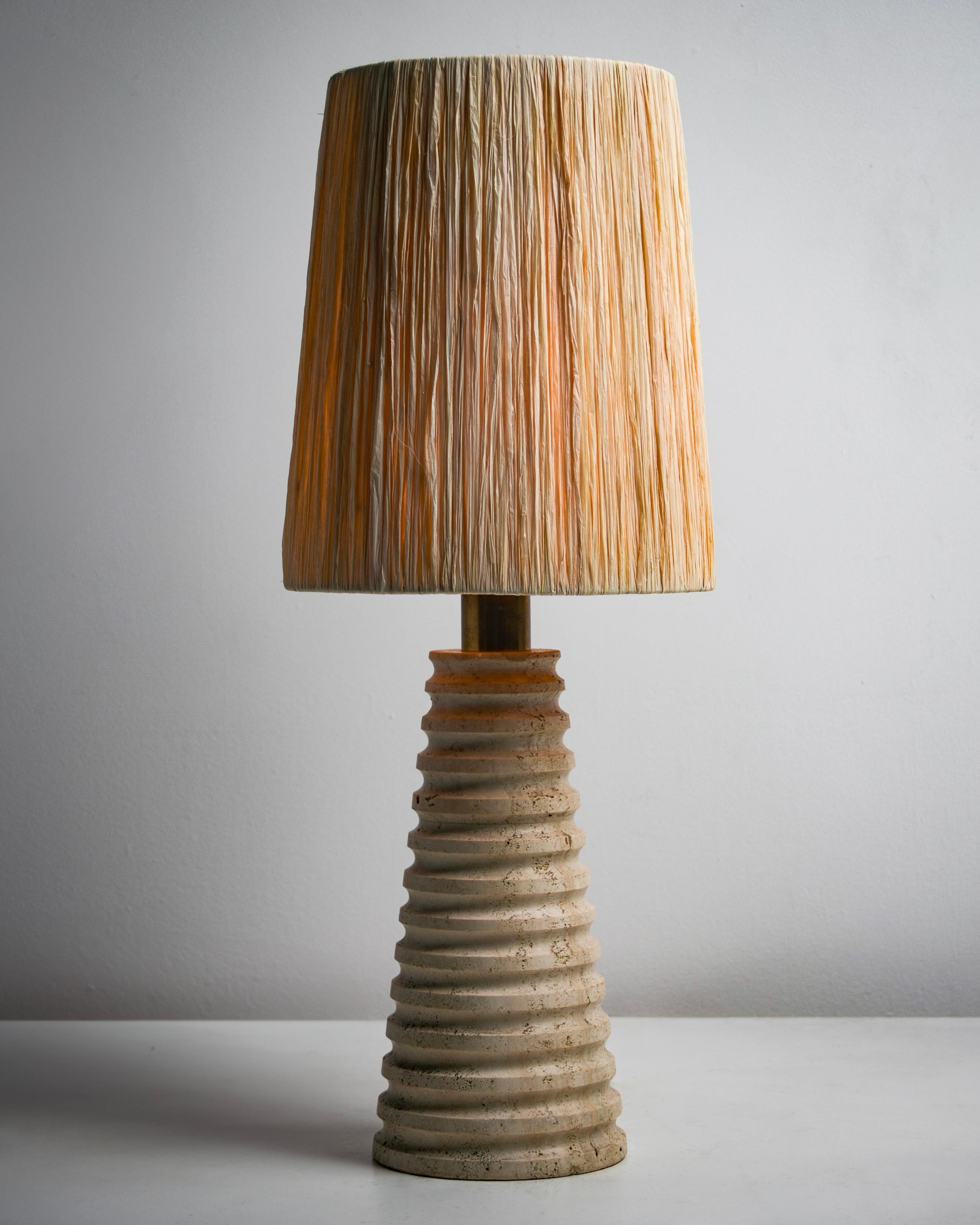 Italian Carved Travertine Table Lamp 2