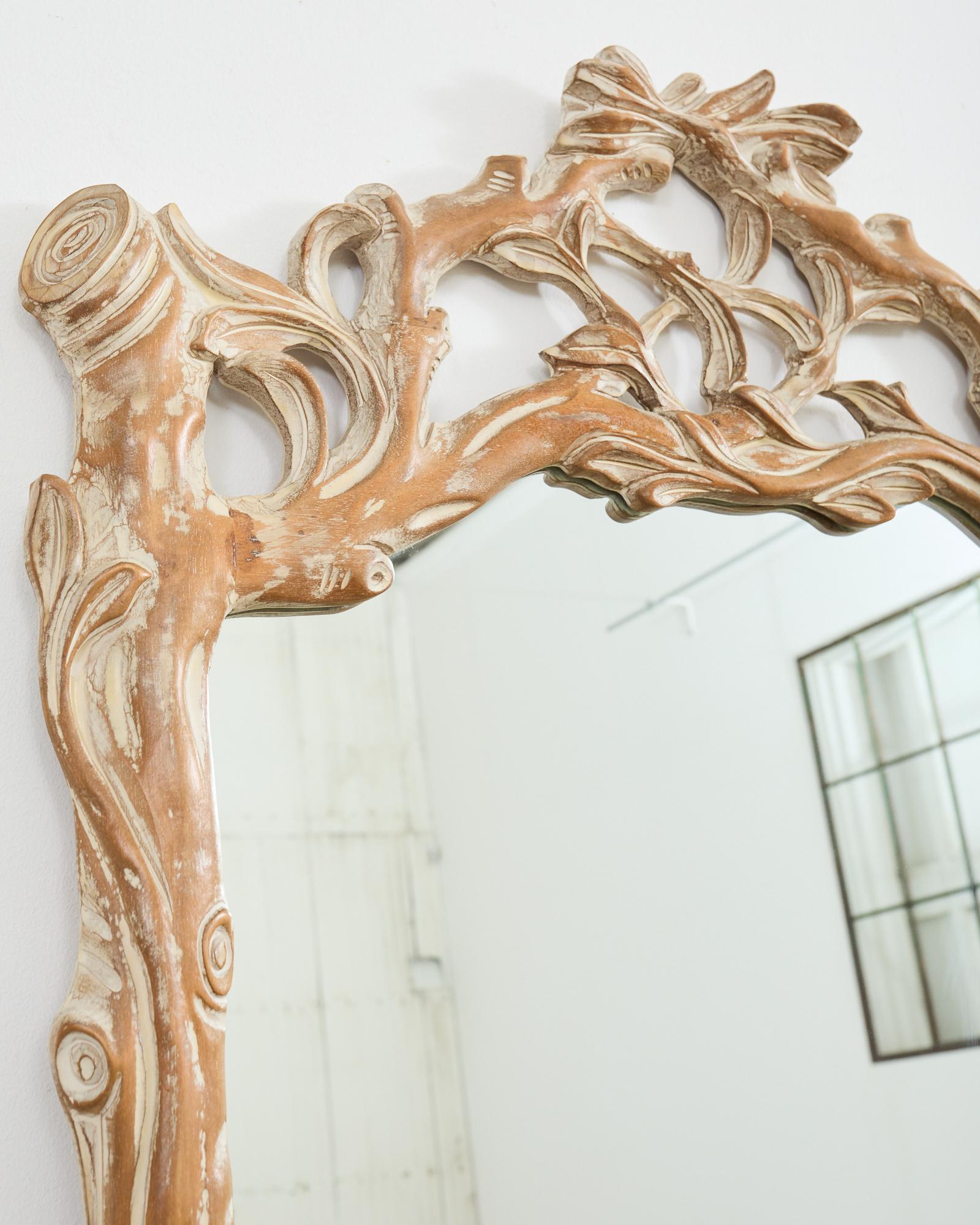 Espejo de Pared Italiano Tallado Ramita Faux Bois en venta 3