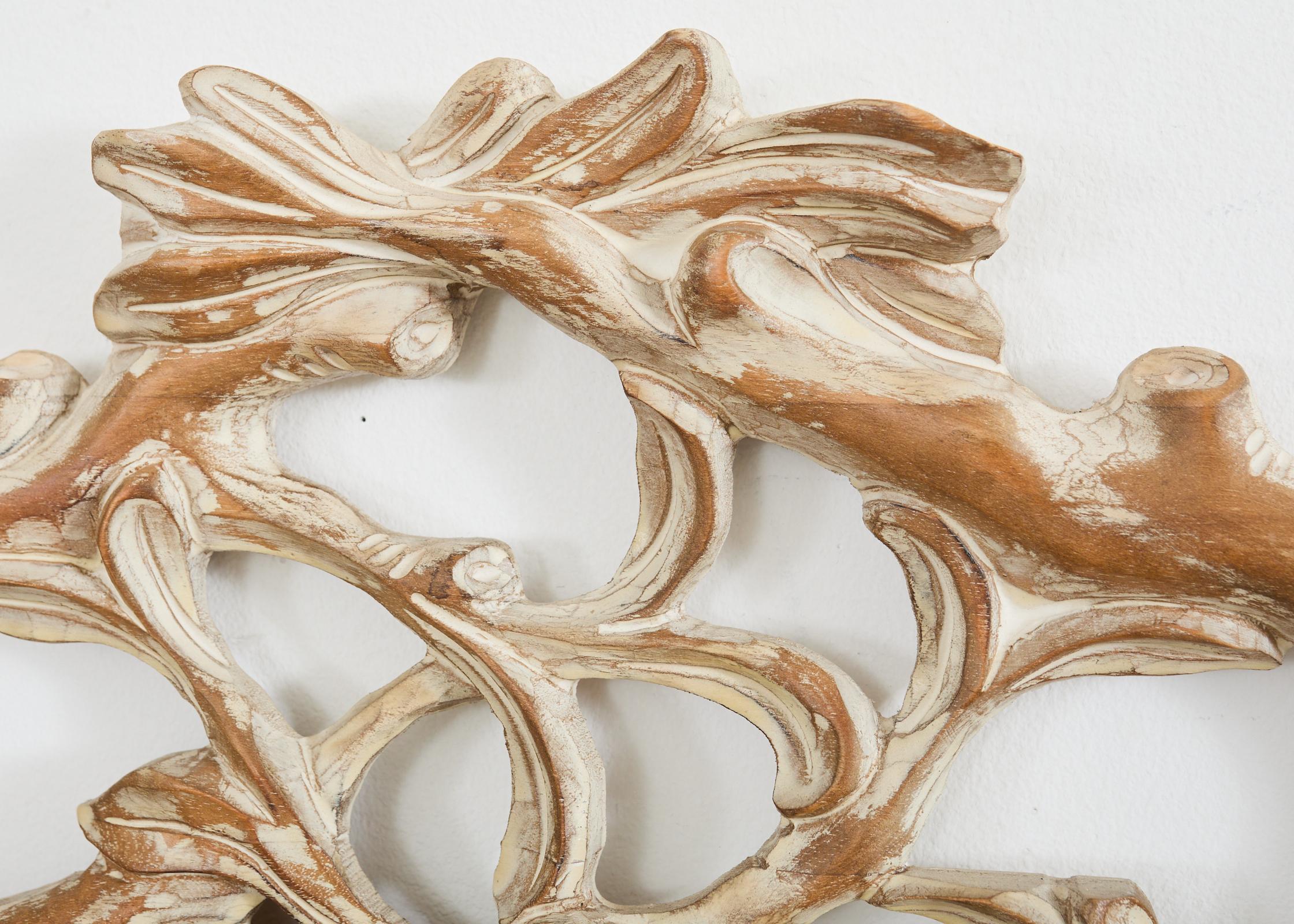 Espejo de Pared Italiano Tallado Ramita Faux Bois en venta 7