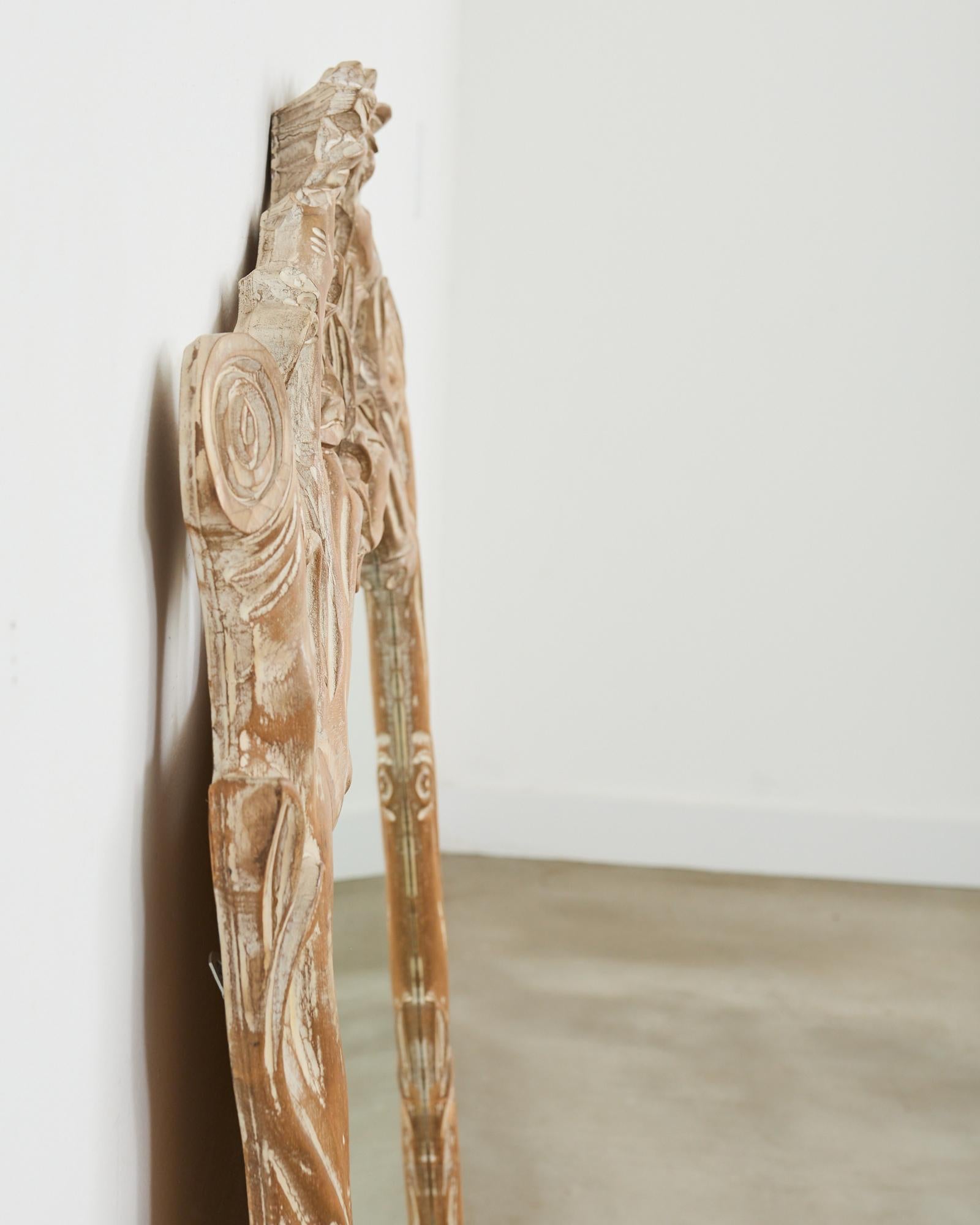 Espejo de Pared Italiano Tallado Ramita Faux Bois en venta 9