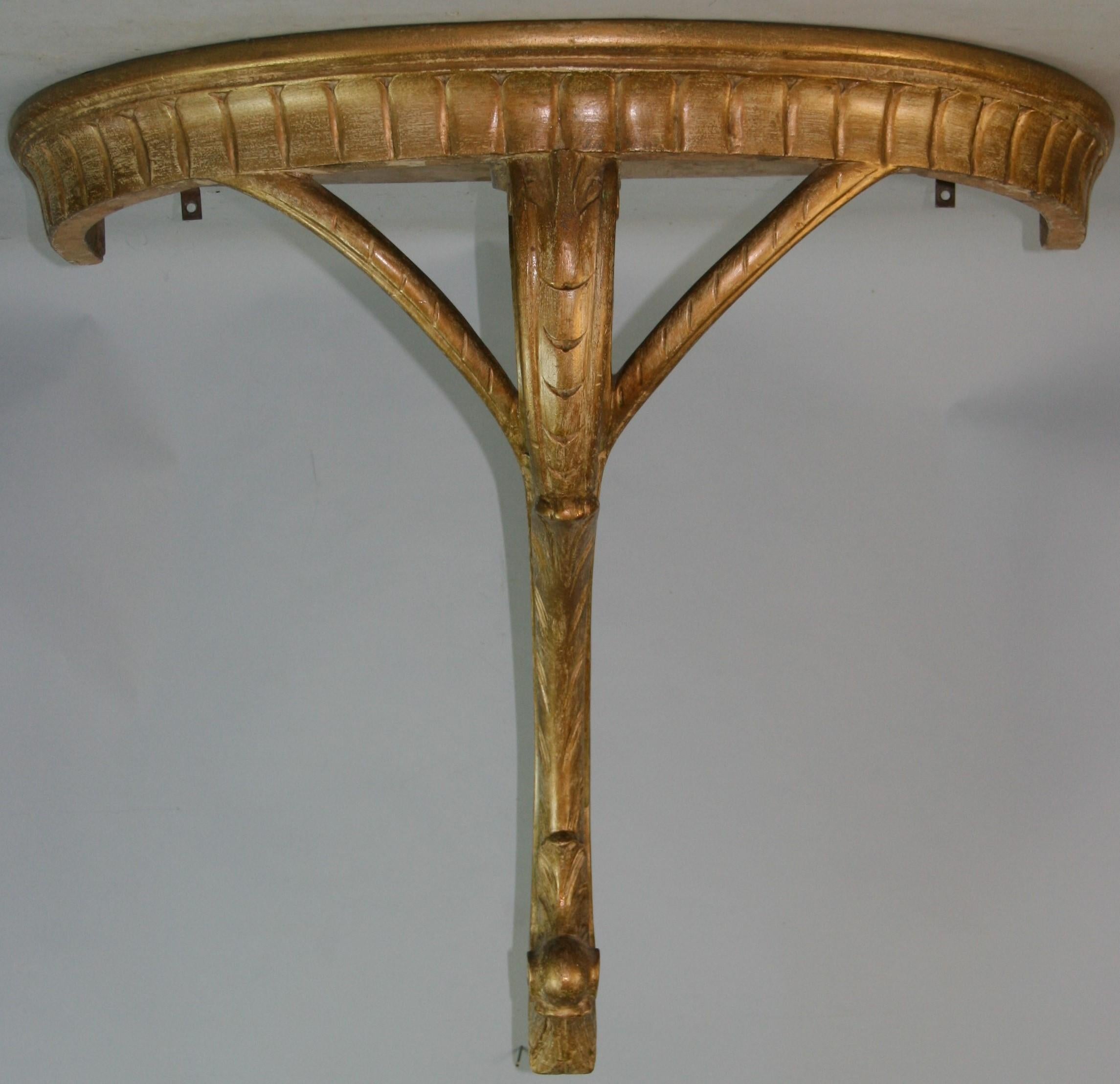 Italian Carved Wall Hanging Demi-Lune Gilt Table For Sale 6