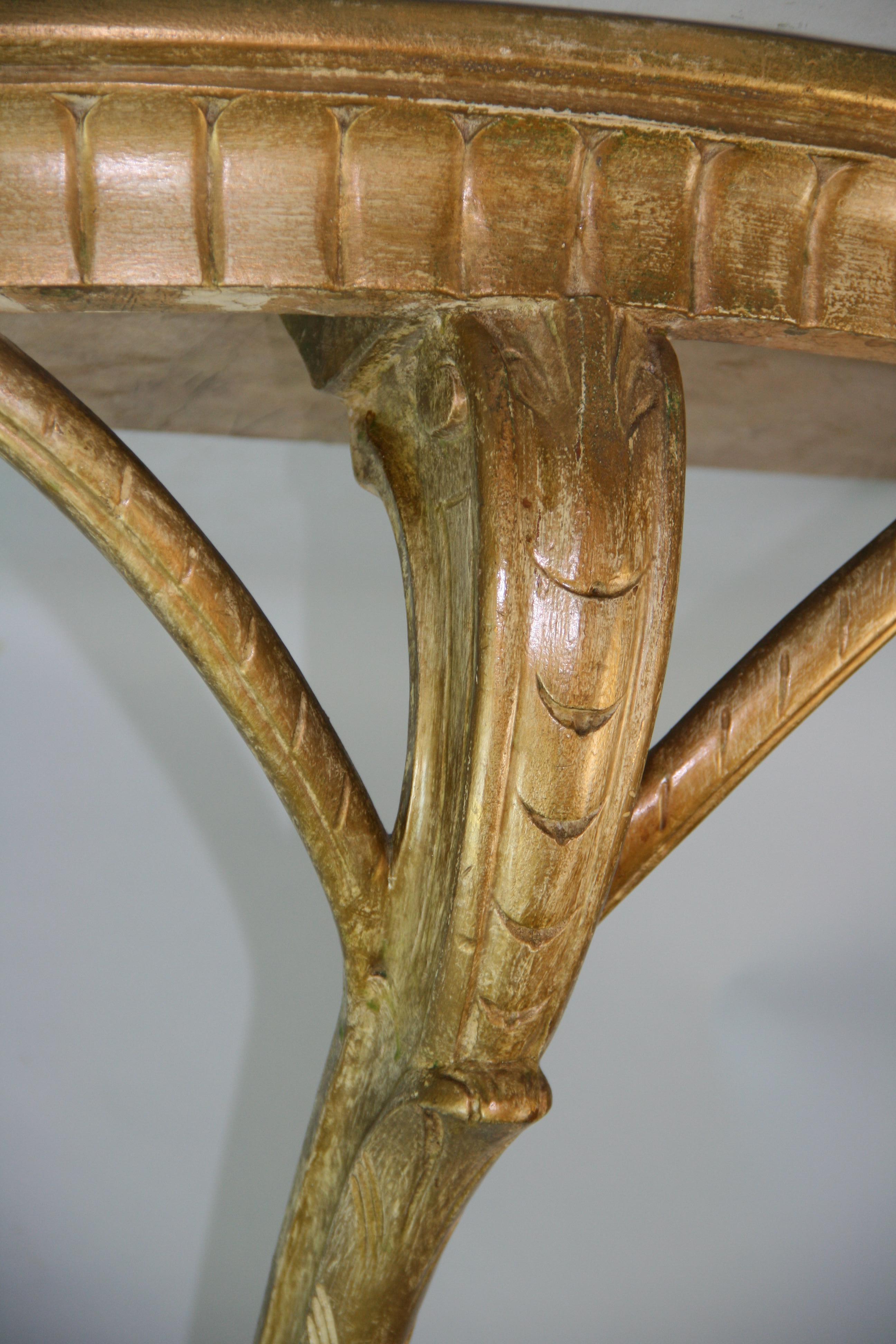 Italian Carved Wall Hanging Demi-Lune Gilt Table For Sale 8