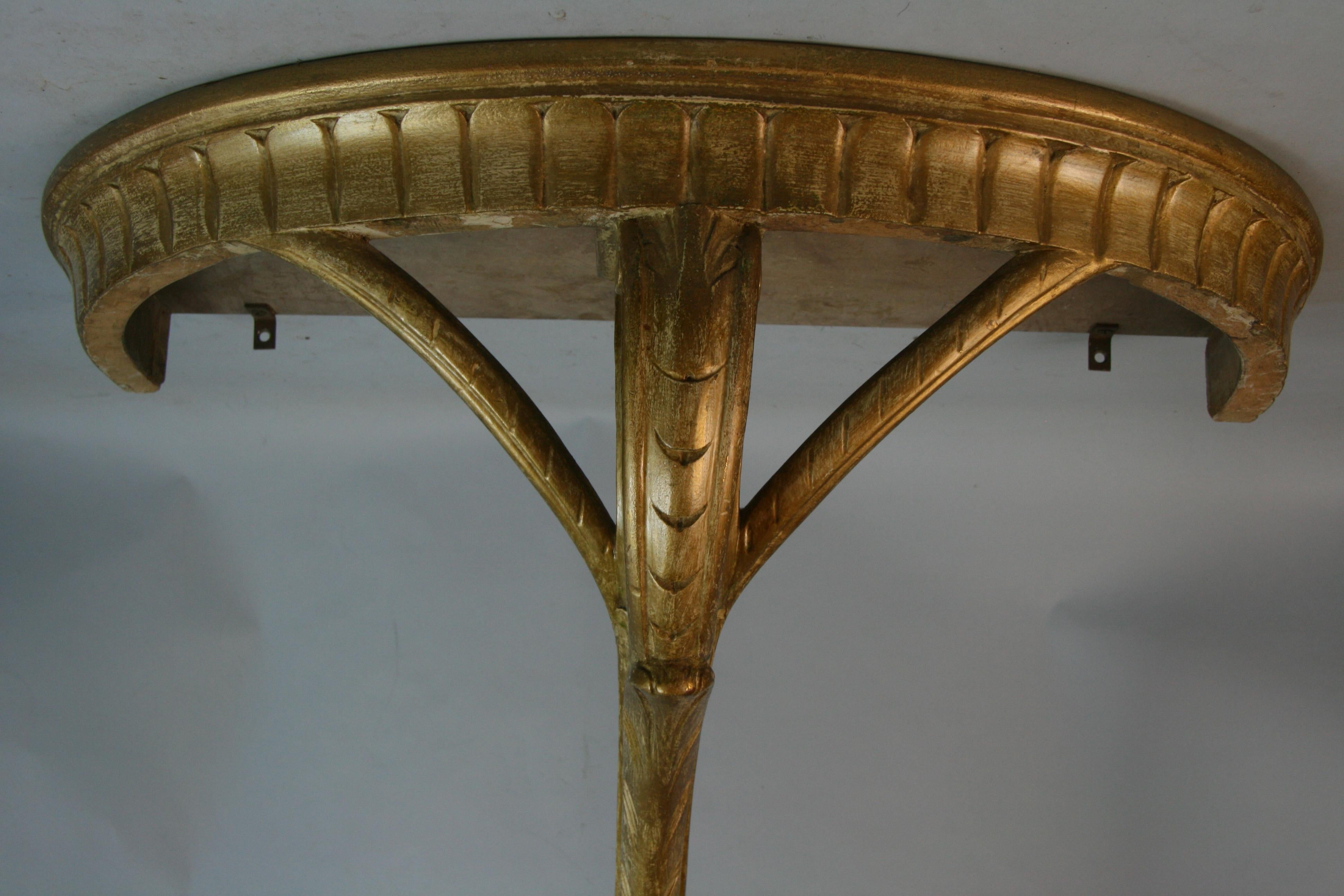 Italian Carved Wall Hanging Demi-Lune Gilt Table For Sale 9