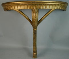 Italian Carved Hardwood Demi-Lune Wall Console, Gilt Finish, 1940