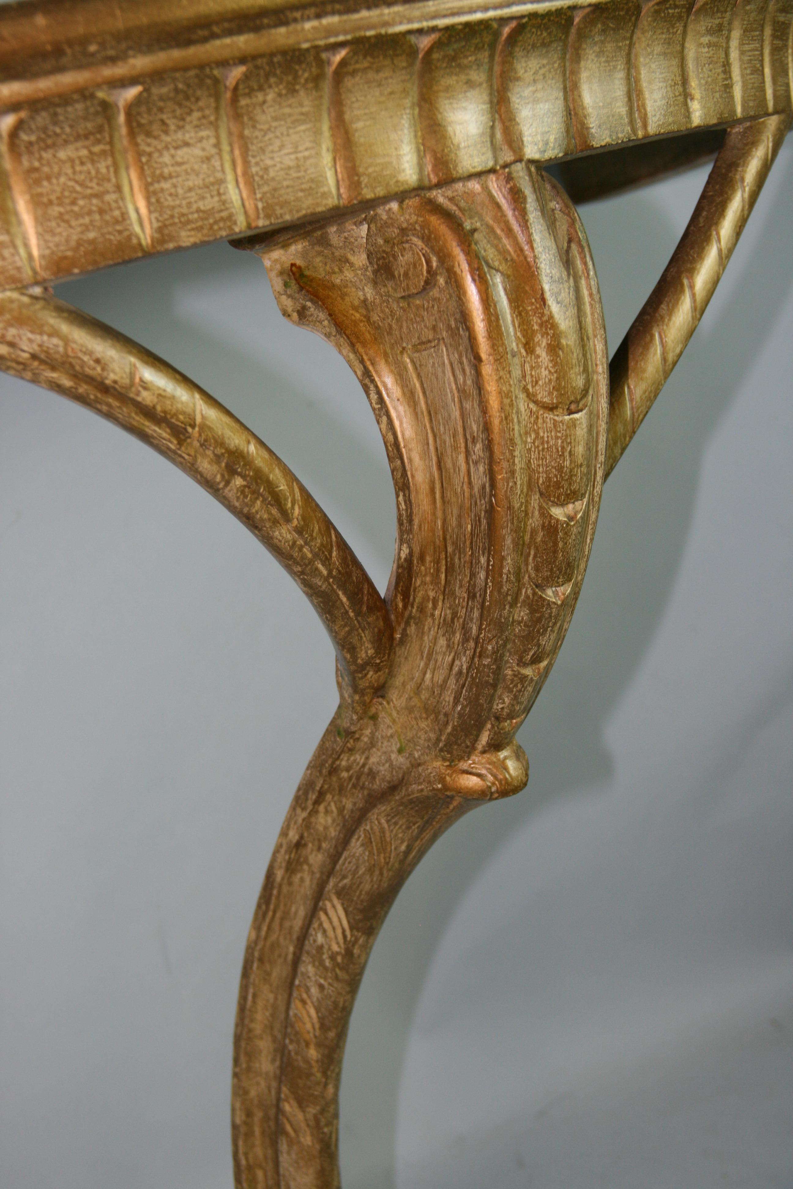 Italian Carved Wall Hanging Demi-Lune Gilt Table For Sale 1
