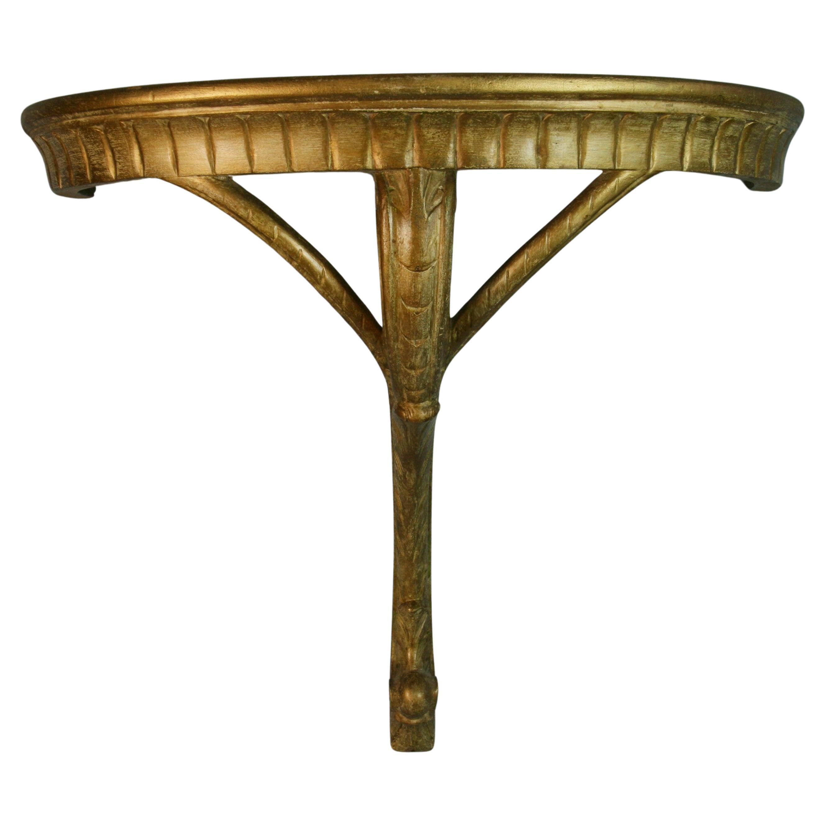 Italian Carved Wall Hanging Demi-Lune Gilt Table For Sale