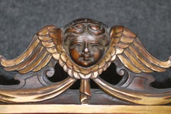 Italian Carved Walnut and Gilded Figural Pierce-Carved Three Panel Screen