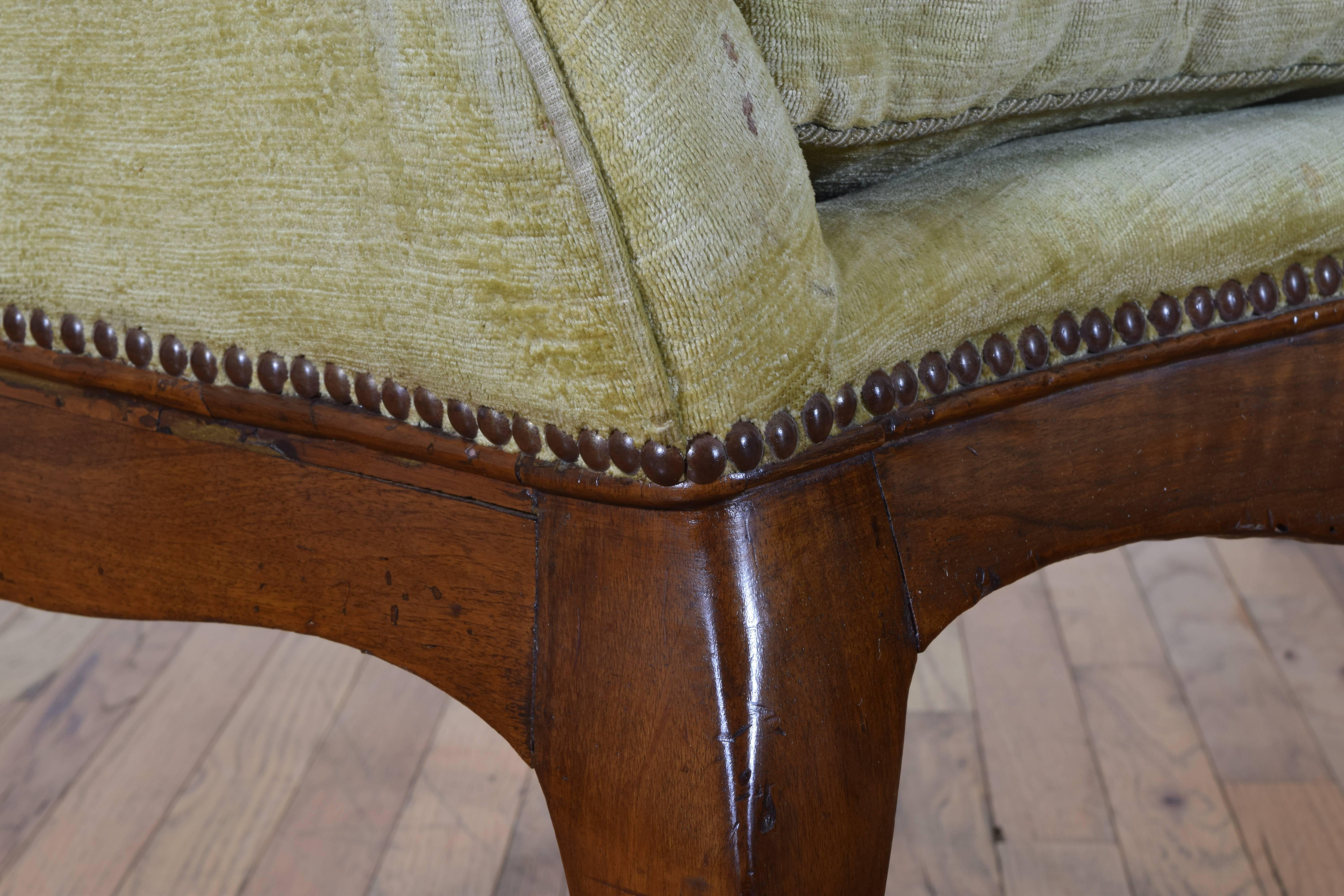 Italian Carved Walnut and Upholstered Bergère from the 19th Century 3