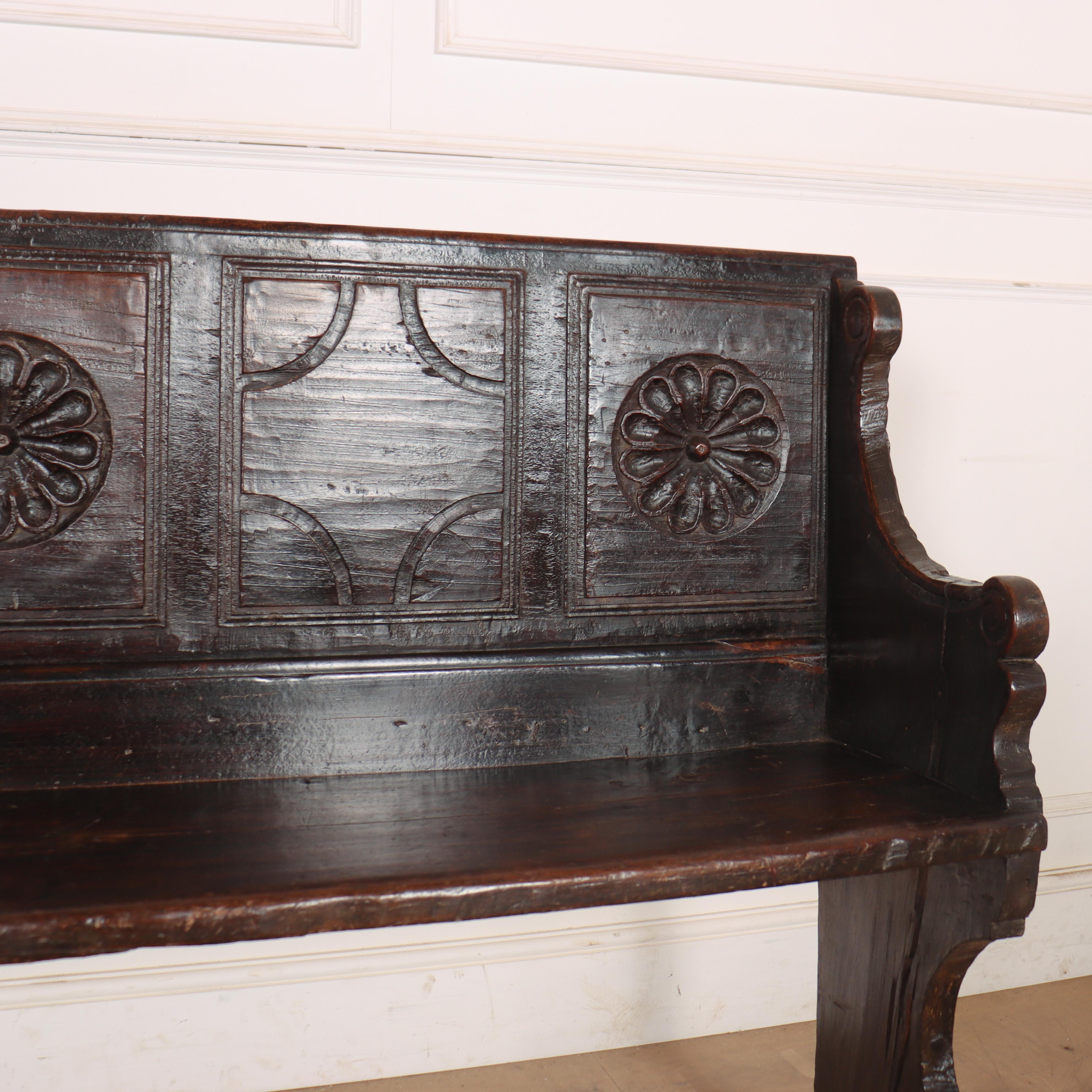 18th Century and Earlier Italian Carved Walnut Bench For Sale