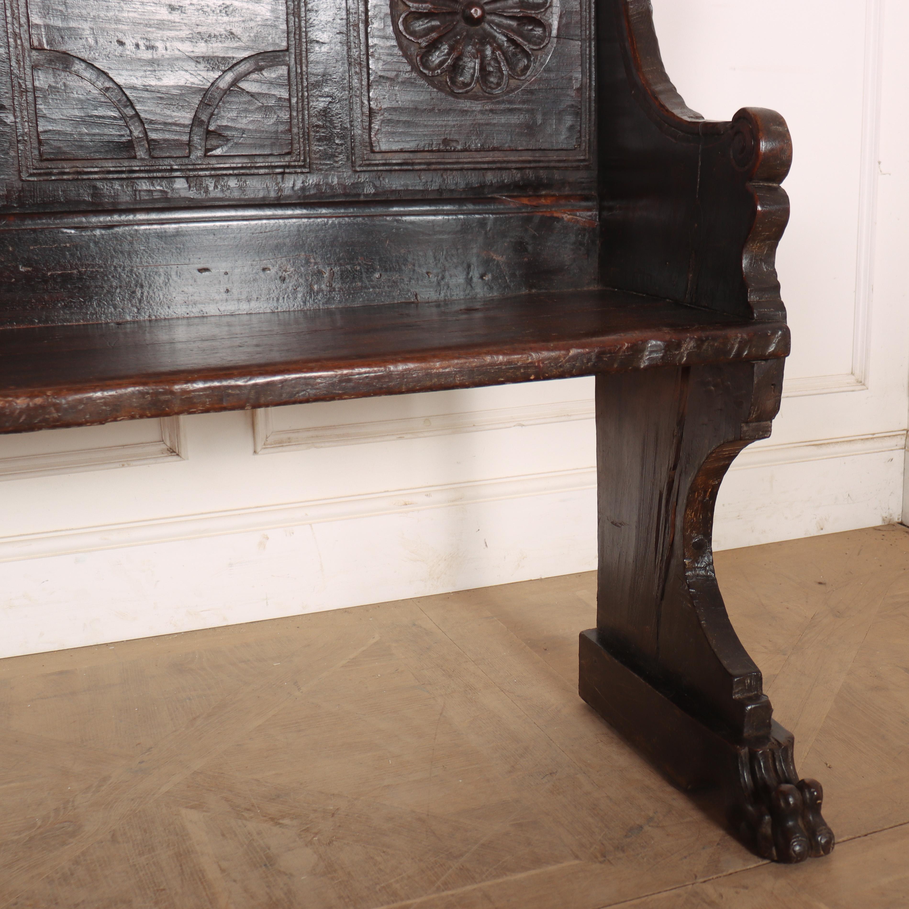 Italian Carved Walnut Bench For Sale 1