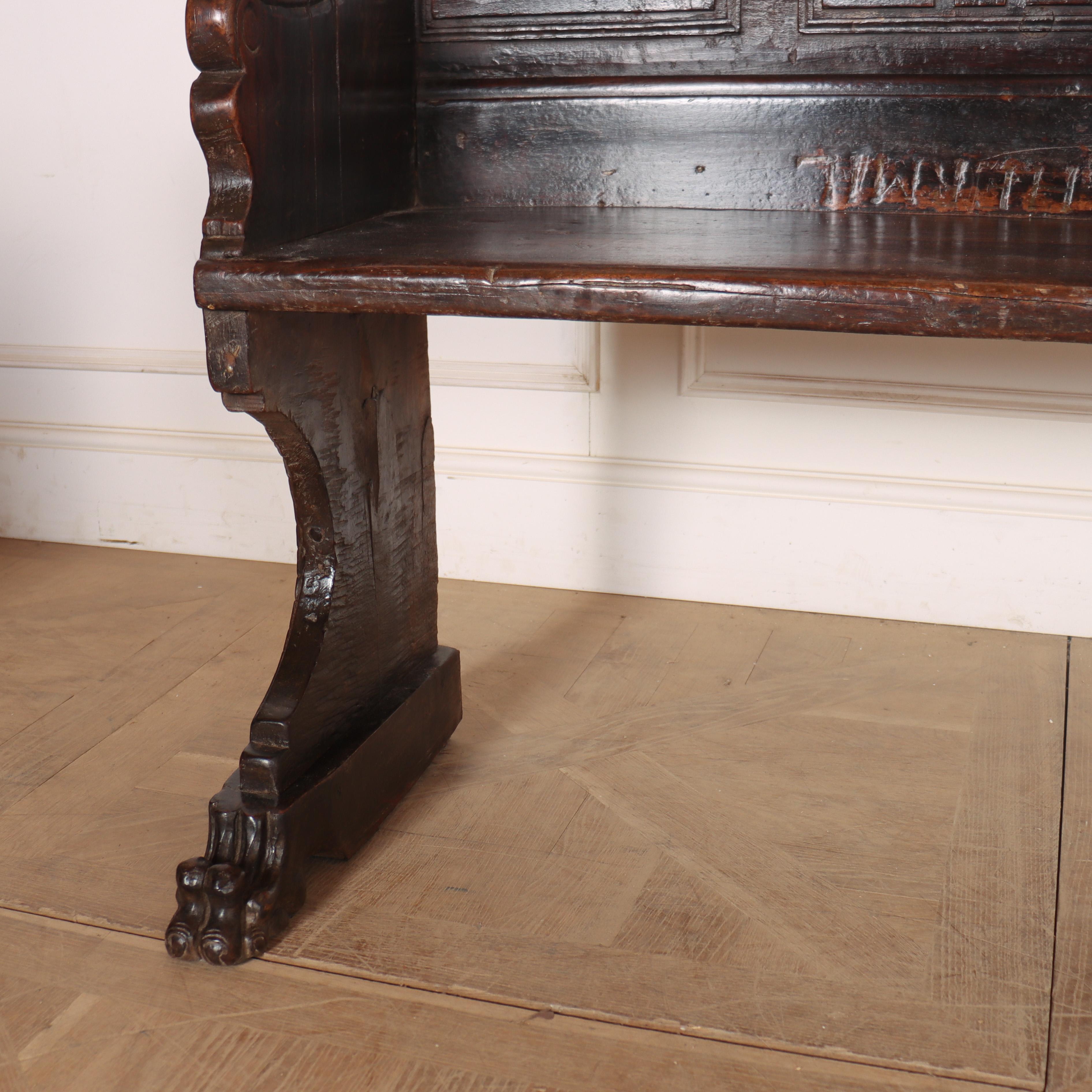 Italian Carved Walnut Bench For Sale 2