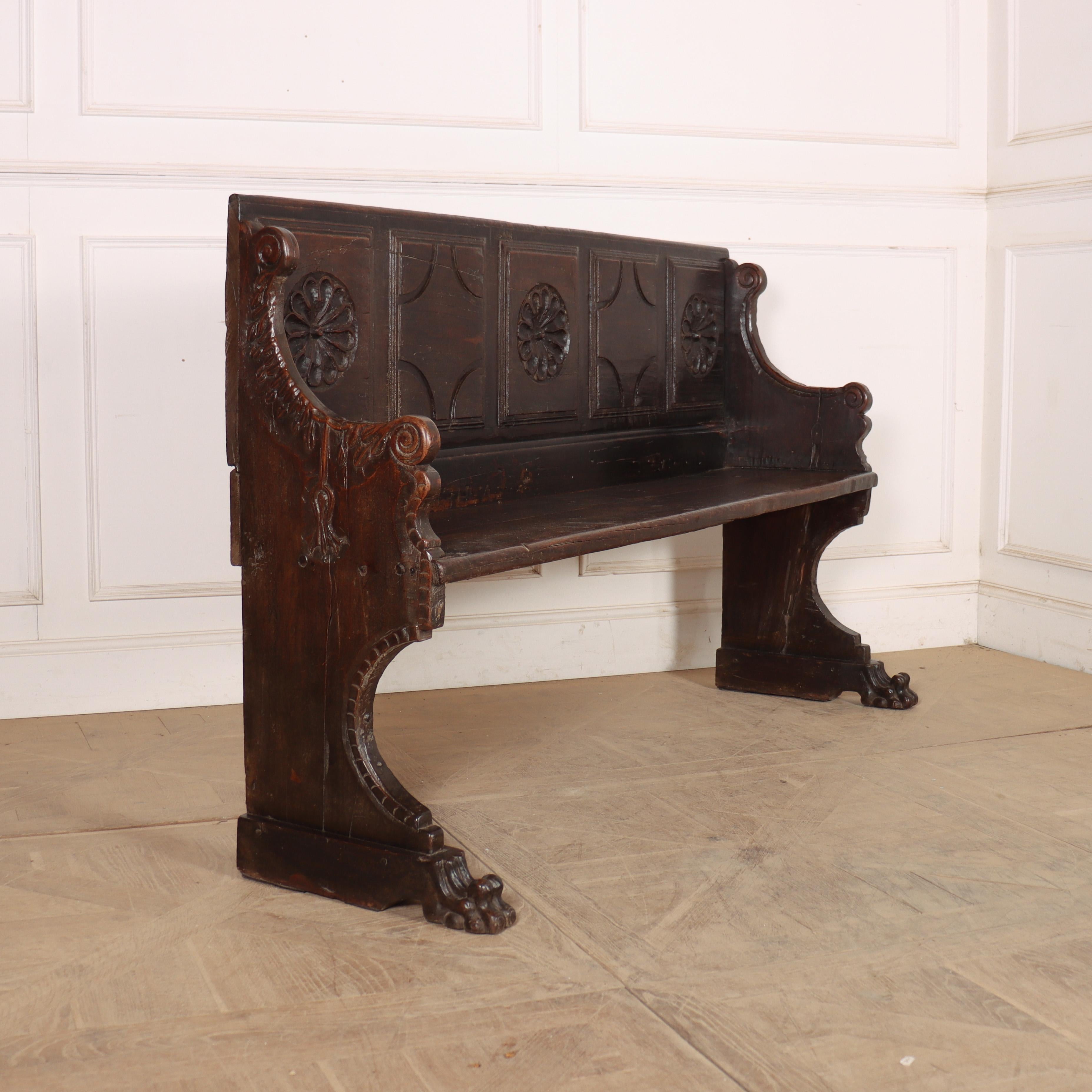 Italian Carved Walnut Bench For Sale 3