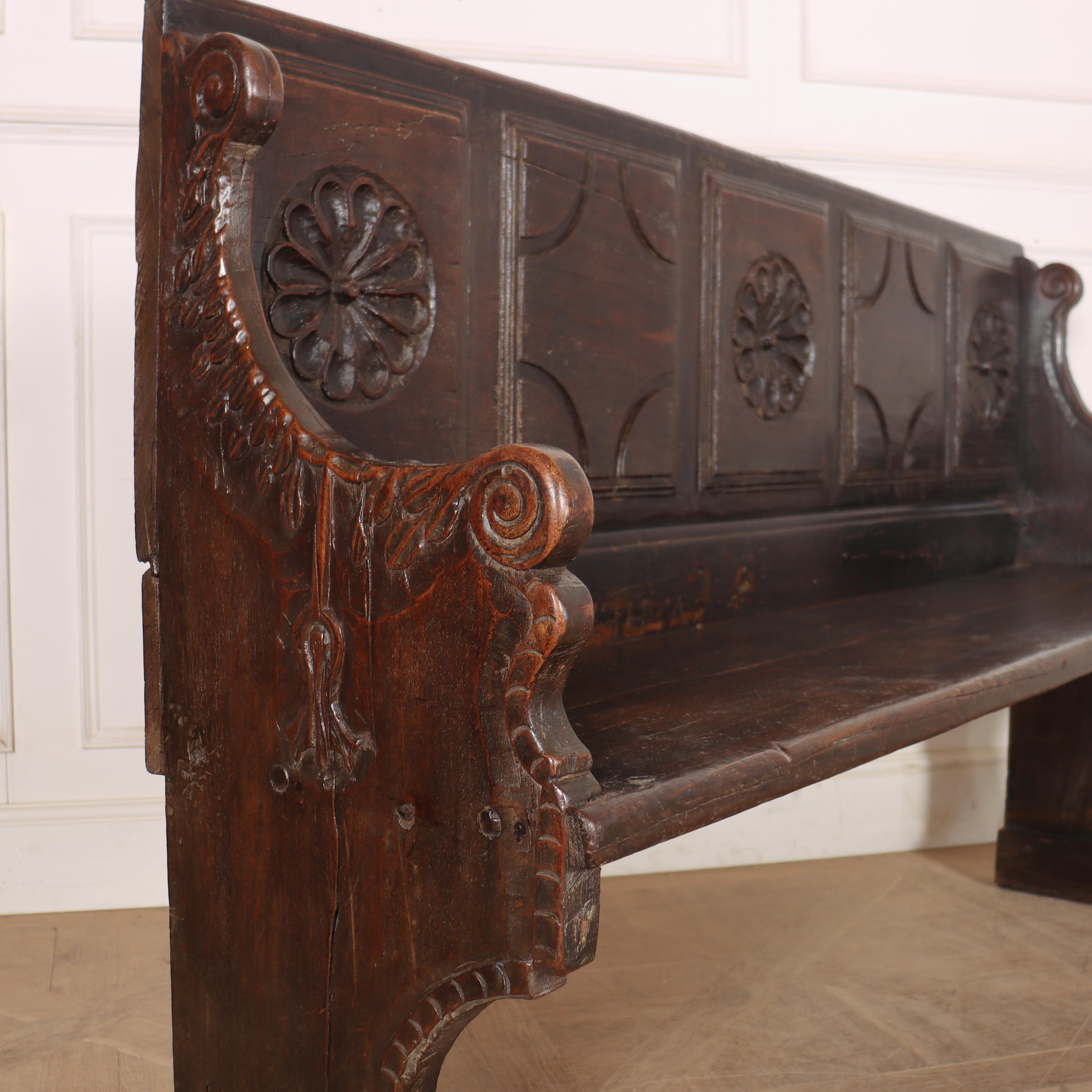 Italian Carved Walnut Bench For Sale 4