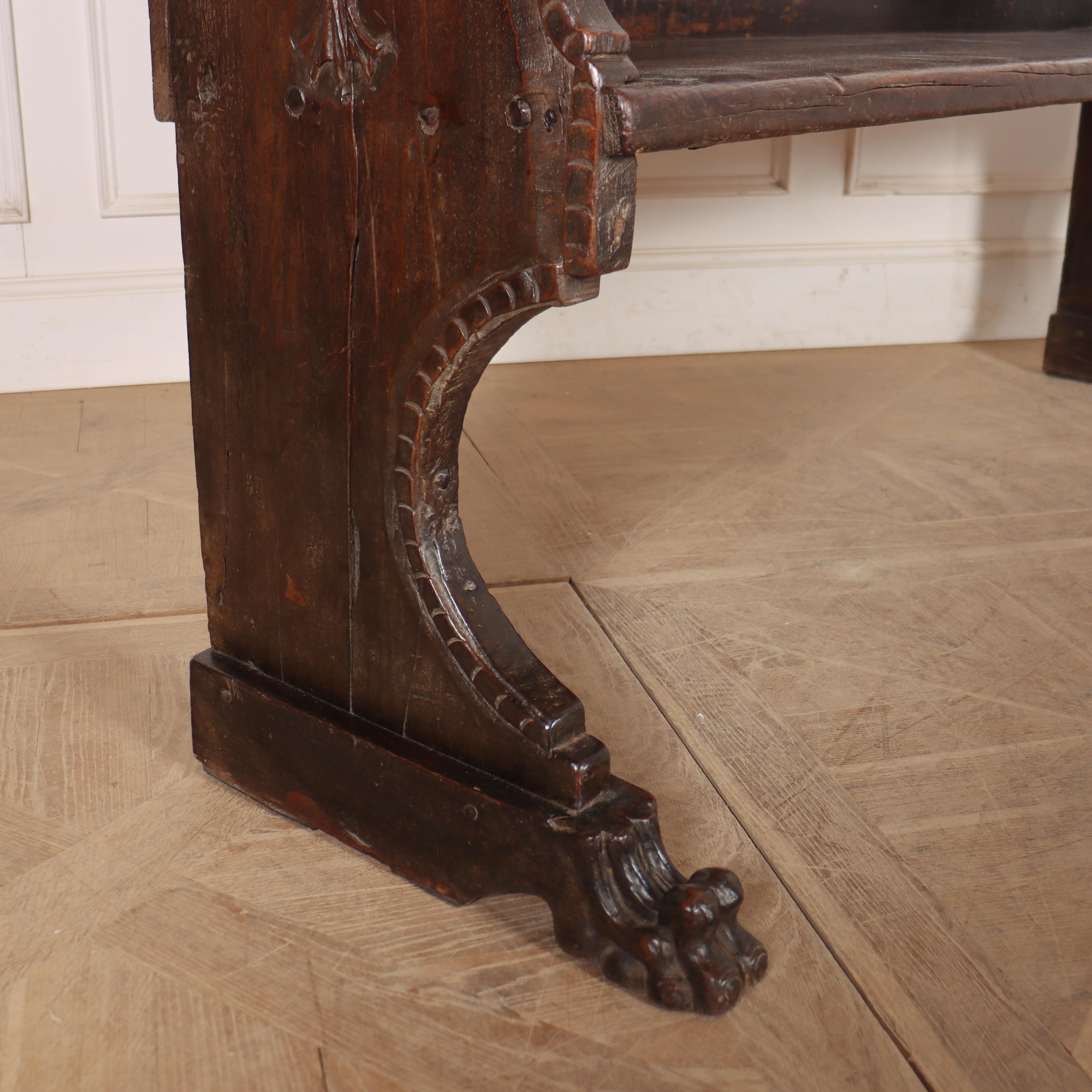 Italian Carved Walnut Bench For Sale 5