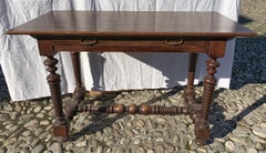 Italian Carved Walnut Desk Table, Italy 17th Century Baroque