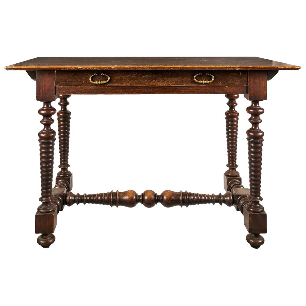Italian Carved Walnut Desk Table, Italy 17th Century Baroque For Sale