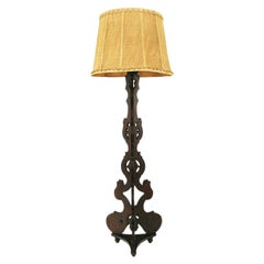 Italian Carved Walnut Floor Lamp with Custom Shade