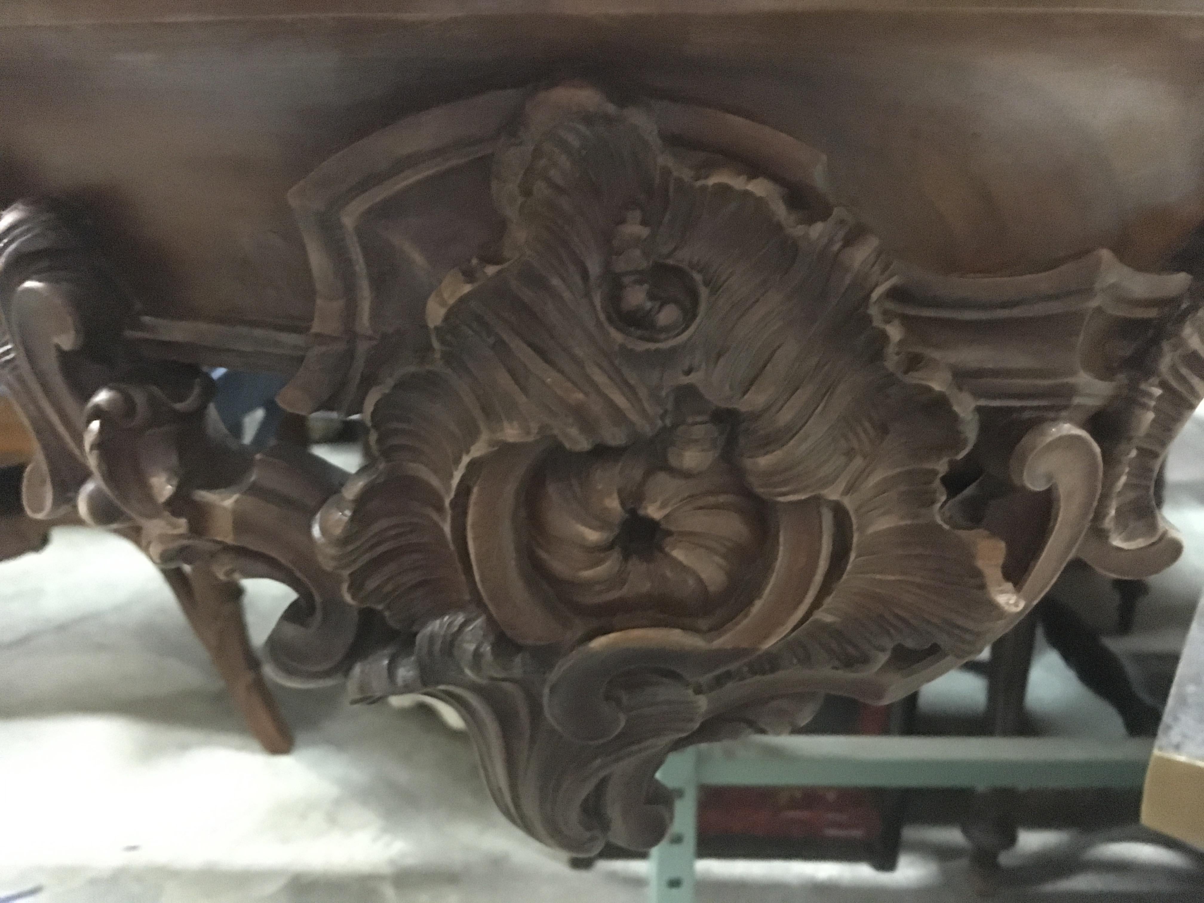 Italian Carved Walnut Long Console, 19th Century 1