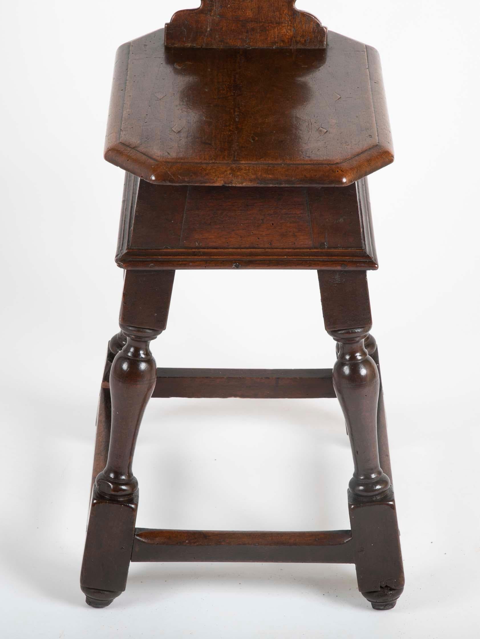 Baroque Italian Carved Walnut Sgabello Side Chair