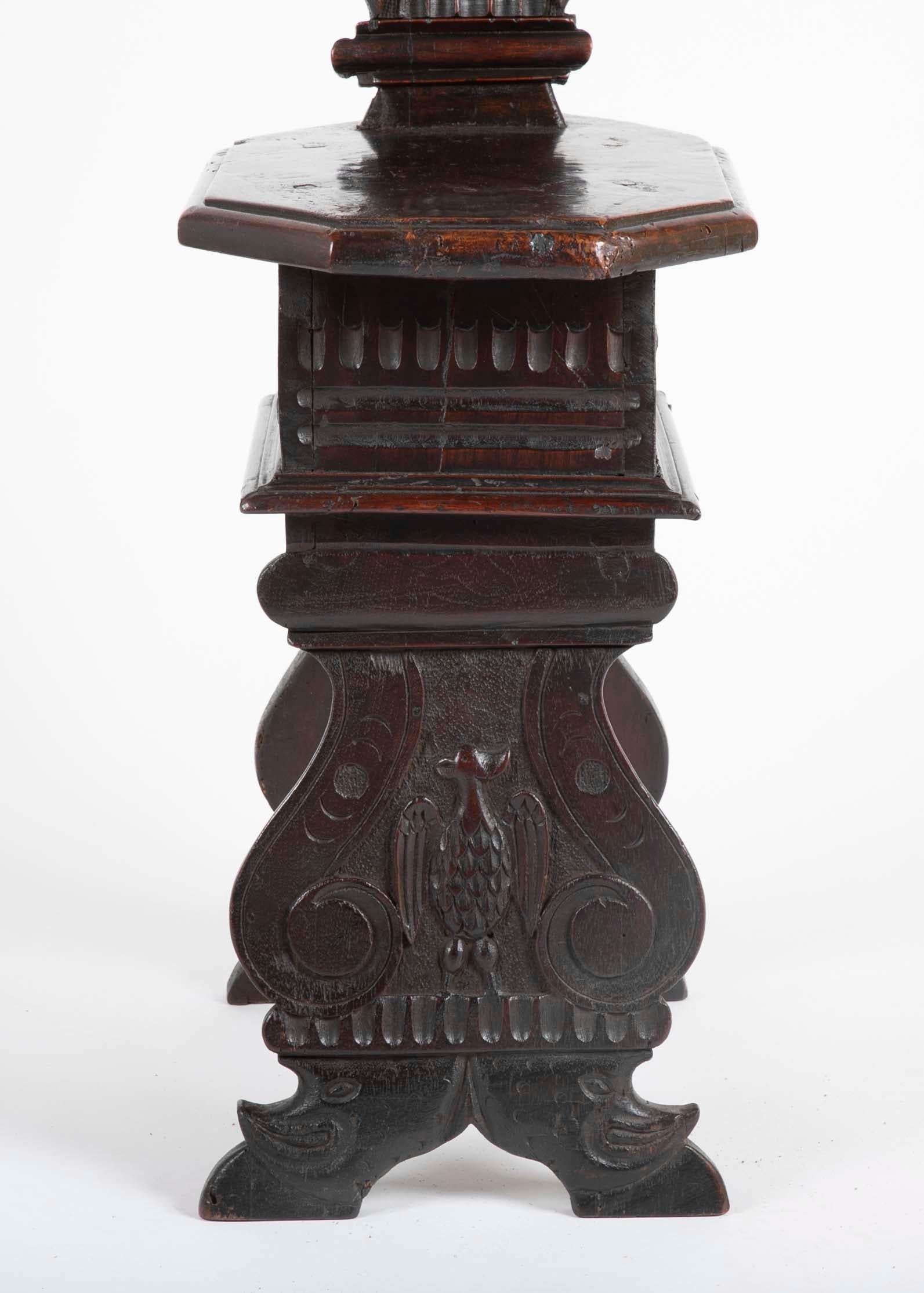 Hand-Carved Italian Carved Walnut Sgabello Side Chair