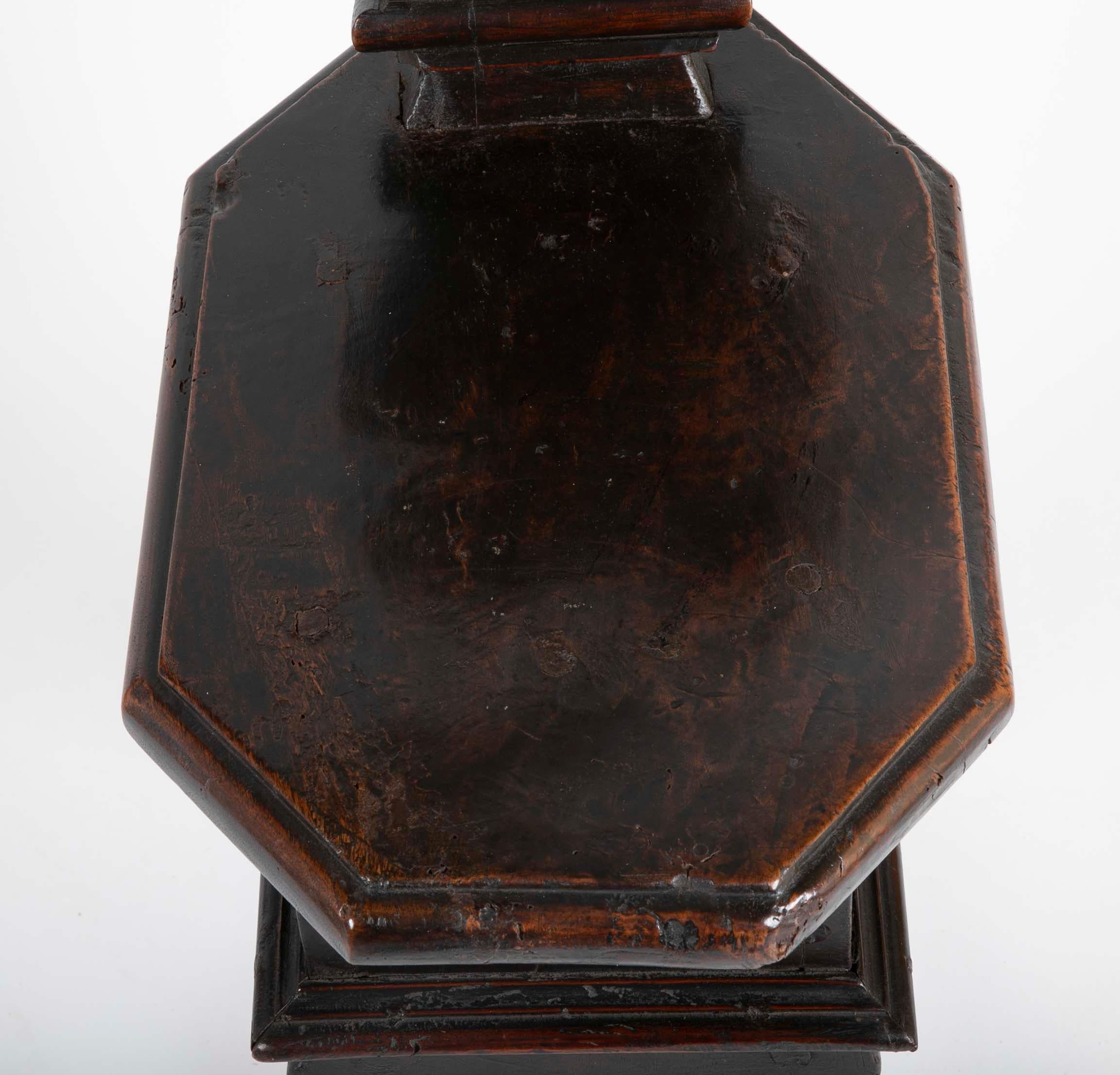 17th Century Italian Carved Walnut Sgabello Side Chair