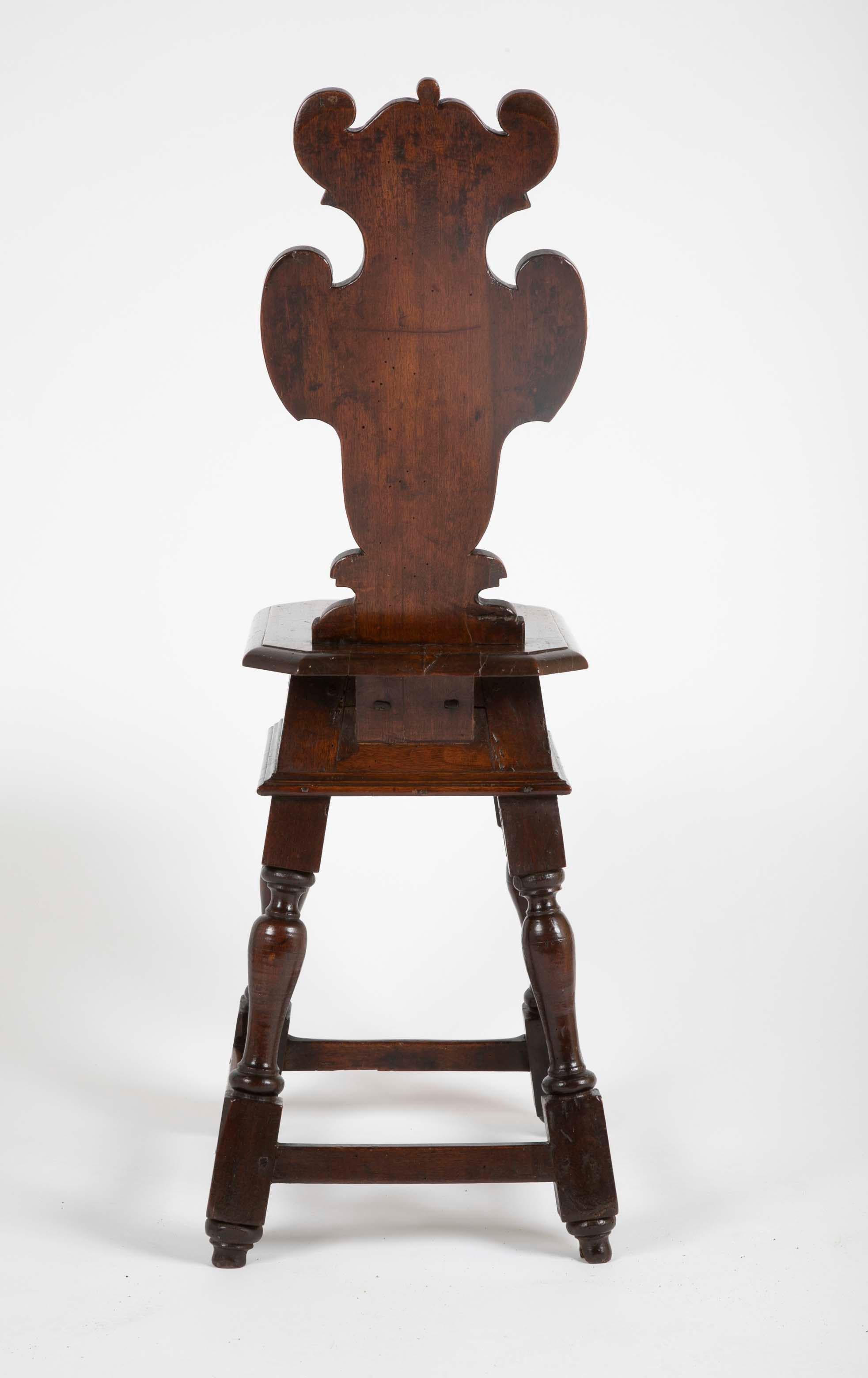 Italian Carved Walnut Sgabello Side Chair 1