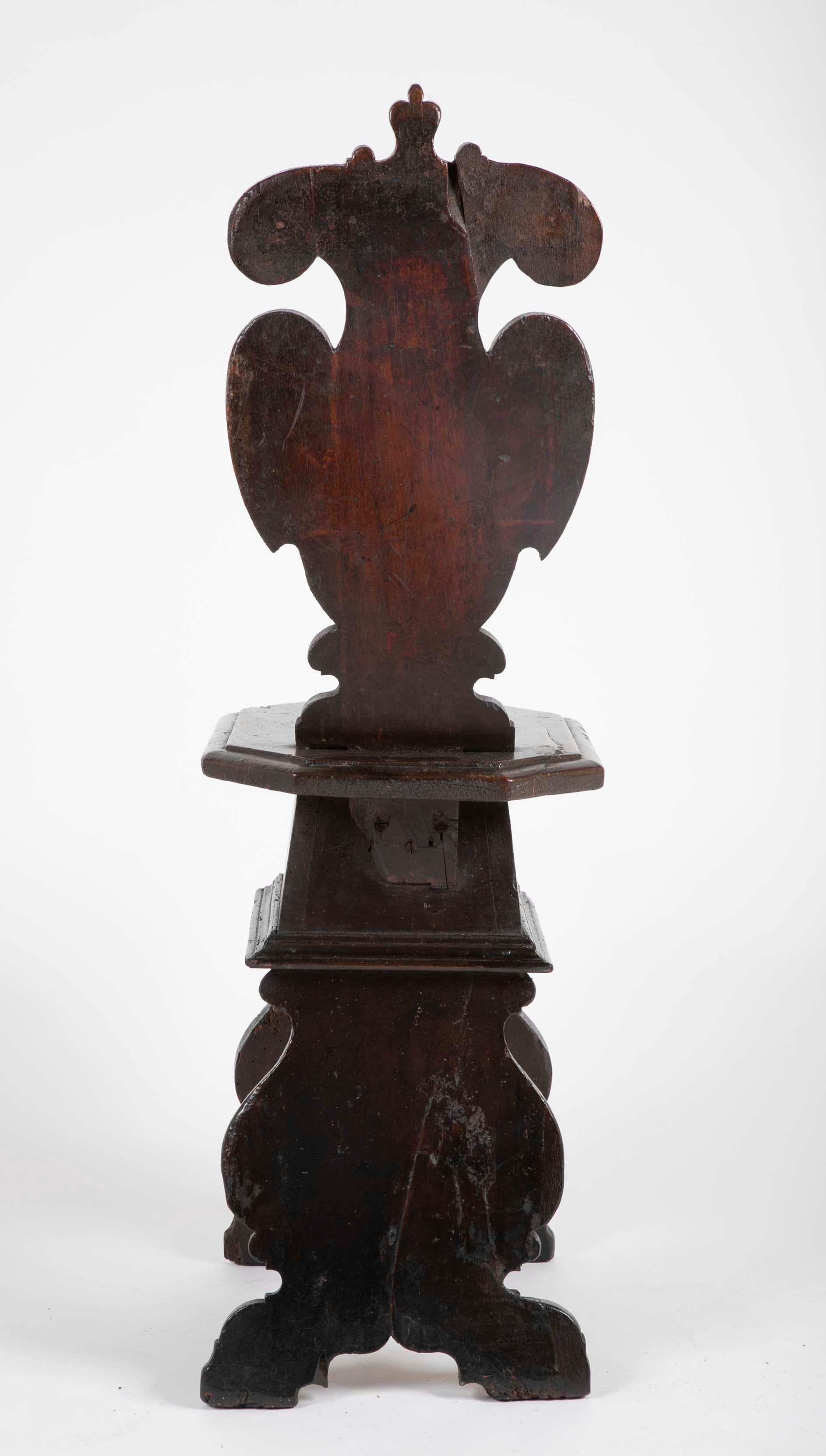 17th Century Italian Carved Walnut Sgabello Side Chair