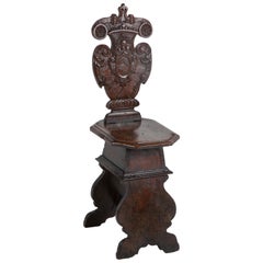Italian Carved Walnut Sgabello Side Chair