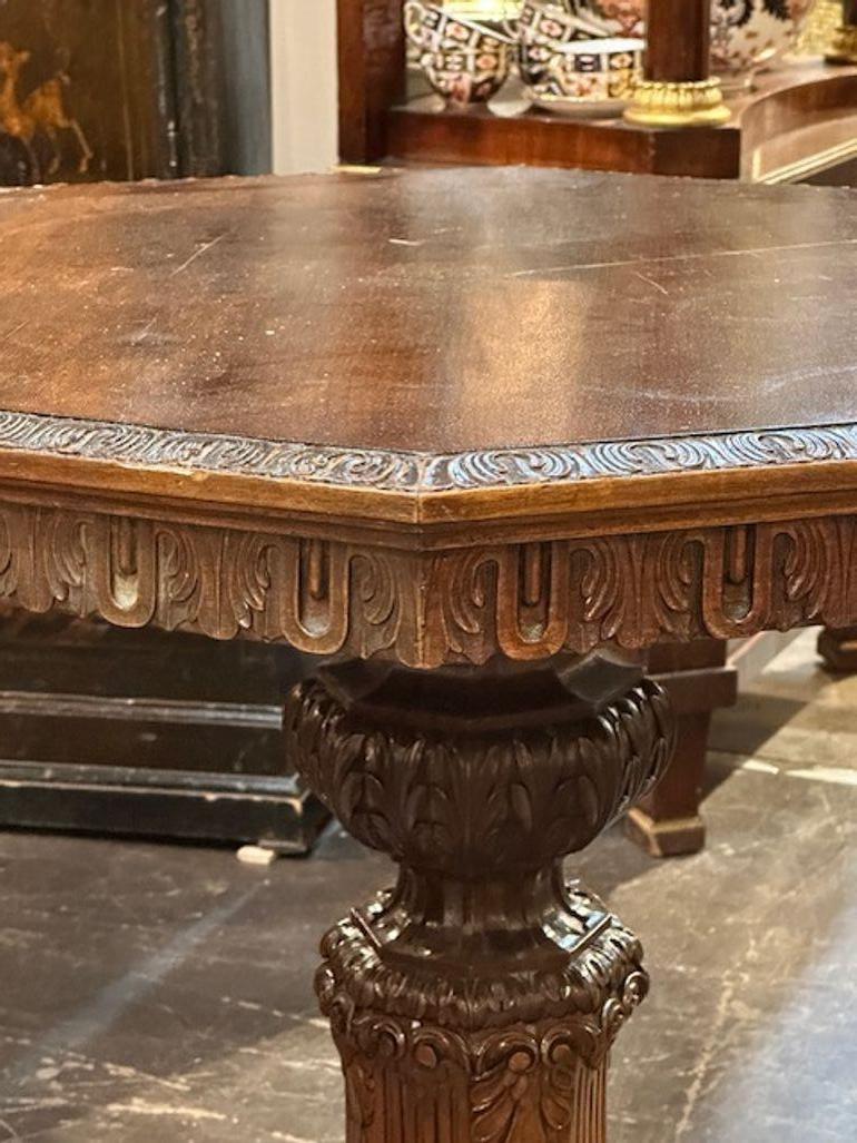 Italian Carved Walnut Table For Sale 1