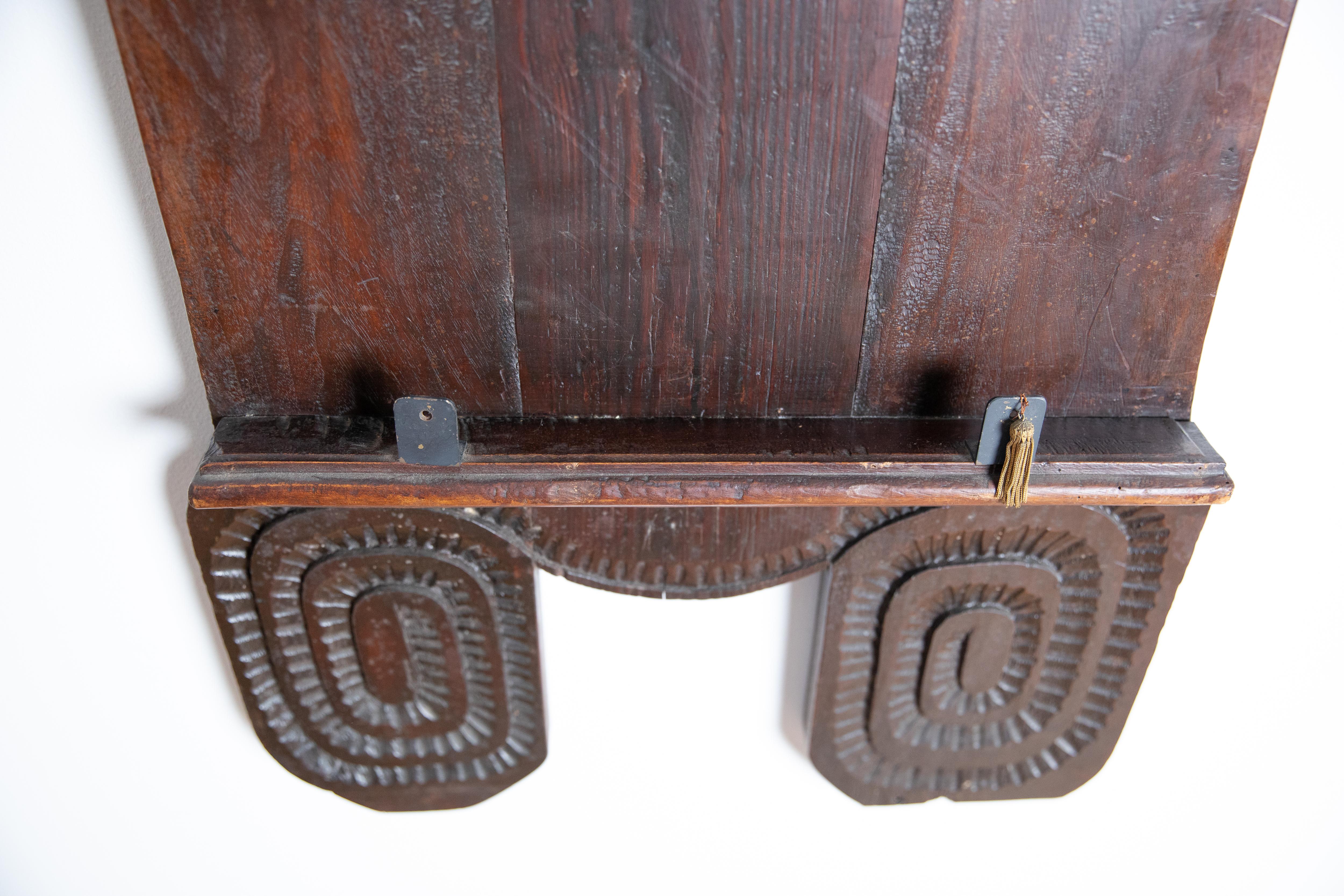 Arts and Crafts Italian Carved Walnut Wall Easel or Leggio, early 19th century For Sale