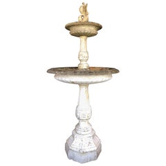 Italian Carved White Carrara Marble Fountain, 19th Century