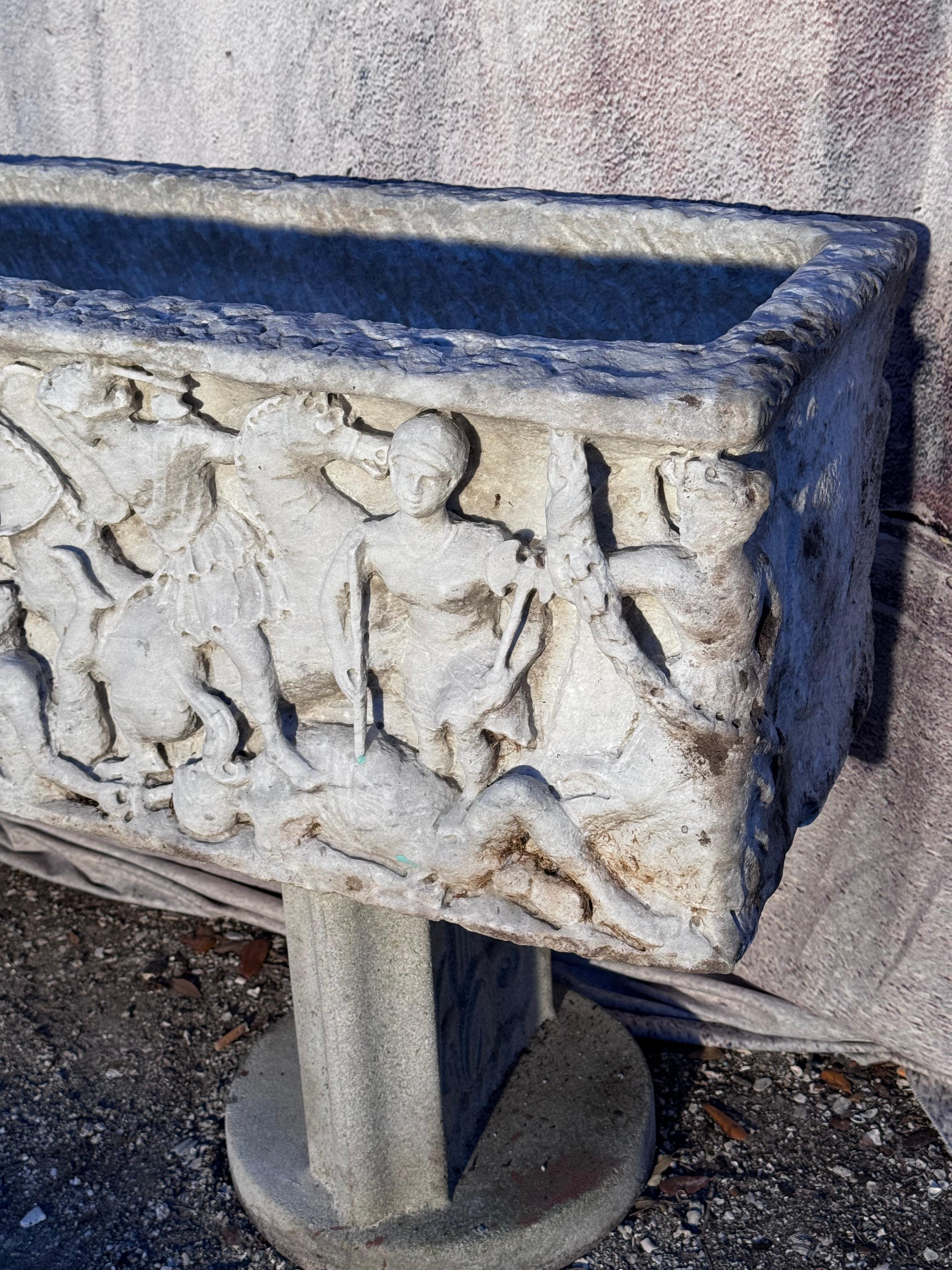 Italian Carved White Marble Planter - Sarcophagus 7