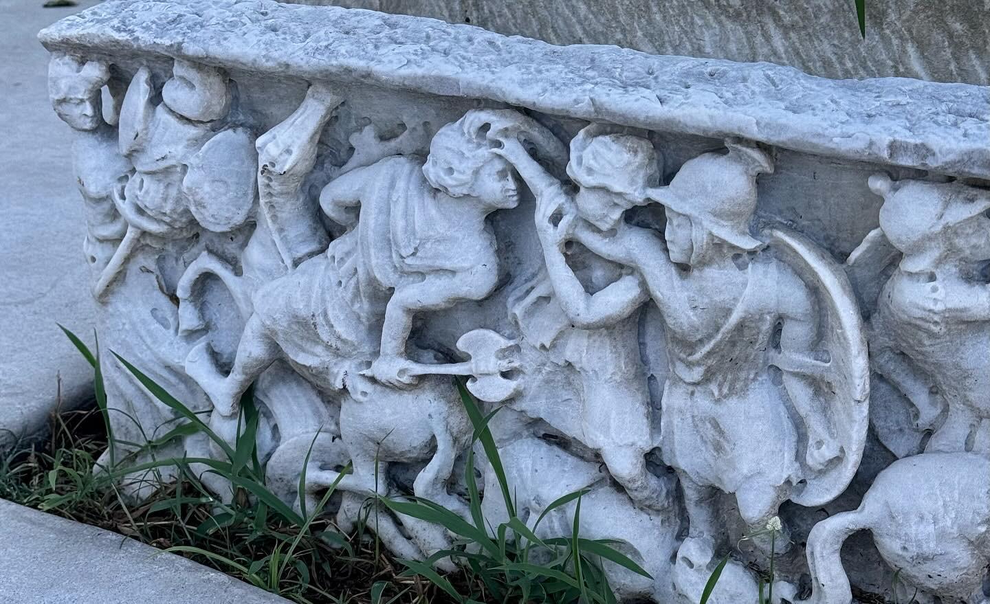 Italian Carved White Marble Planter - Sarcophagus 8