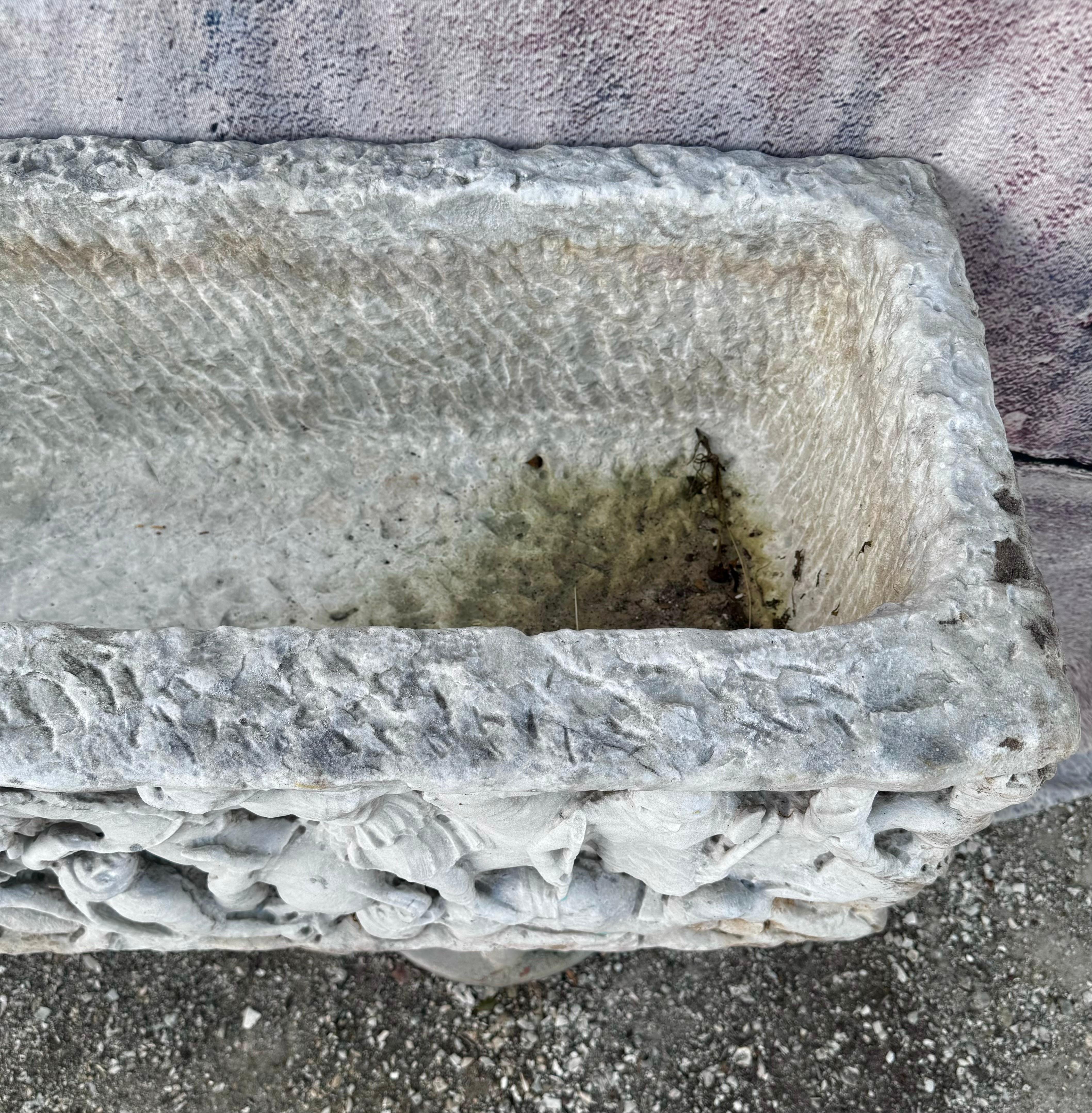 Italian Carved White Marble Planter - Sarcophagus 2