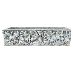 Italian Carved White Marble Planter - Sarcophagus