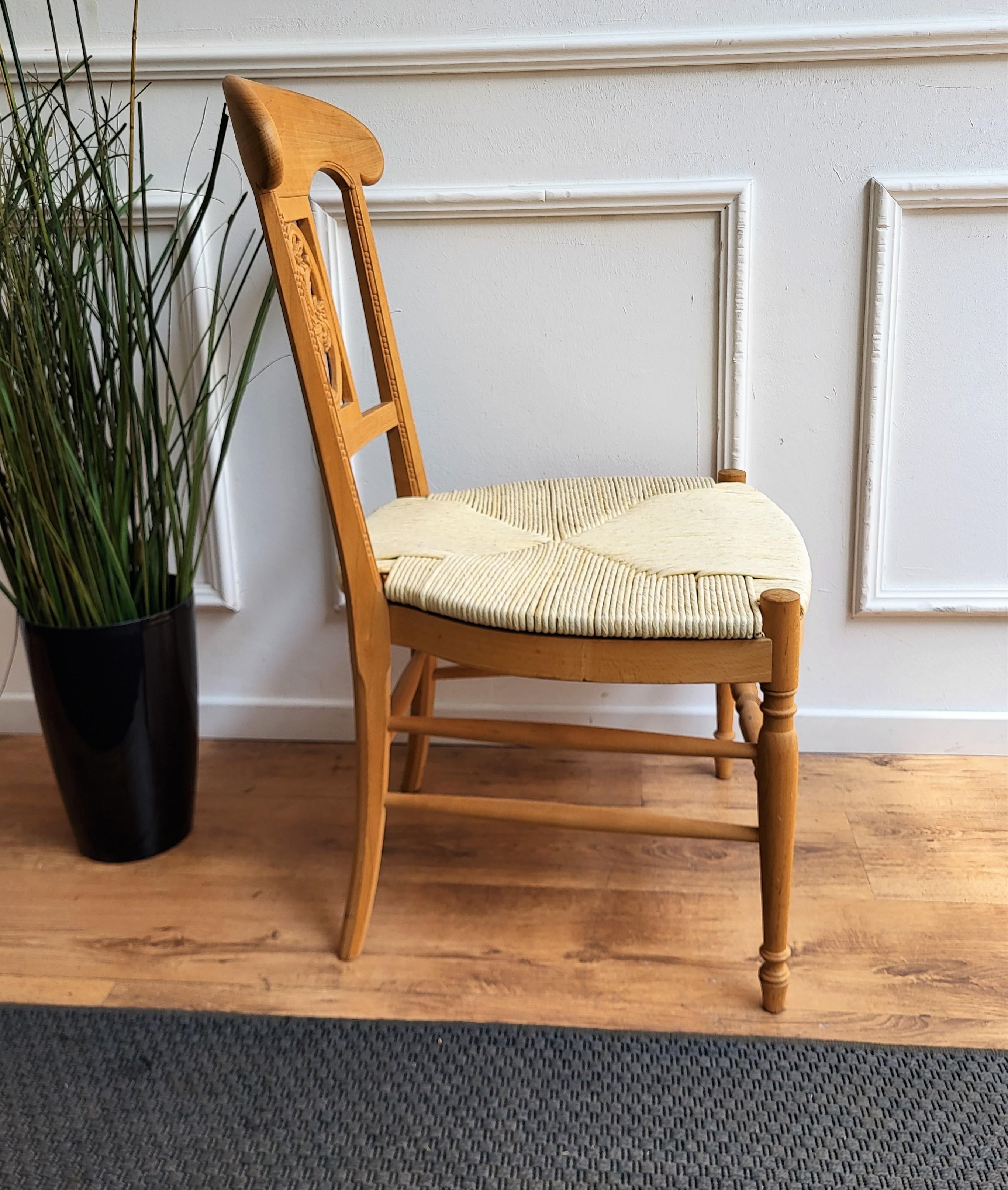 Italienischer Sessel mit geschnitztem Holz und geflochtenem Seil 1