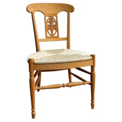 Chaise longue italienne en bois sculpté et corde tressée Big Side Lounge Chair