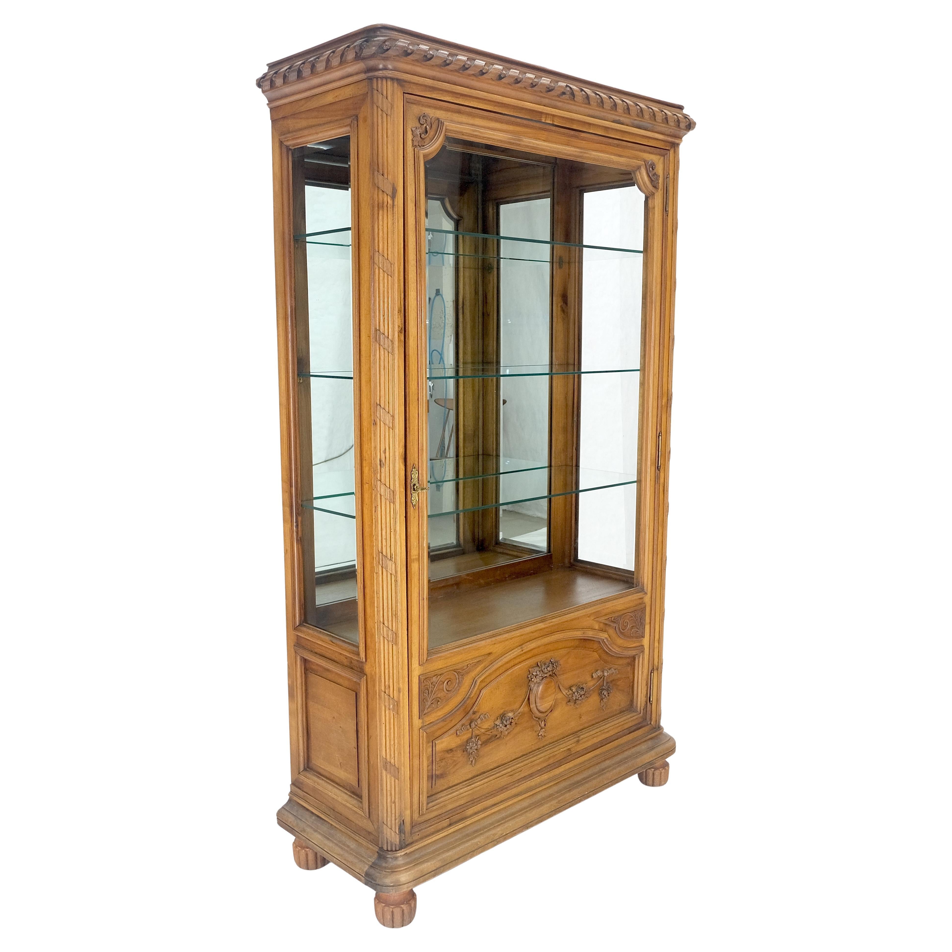 Italian Carved Wood Compact One Door Compact Vitrine Display Cabinet MINT