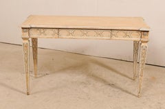 Italian Carved Wood Console or Sofa Table with Hidden Drawers and Nice Details