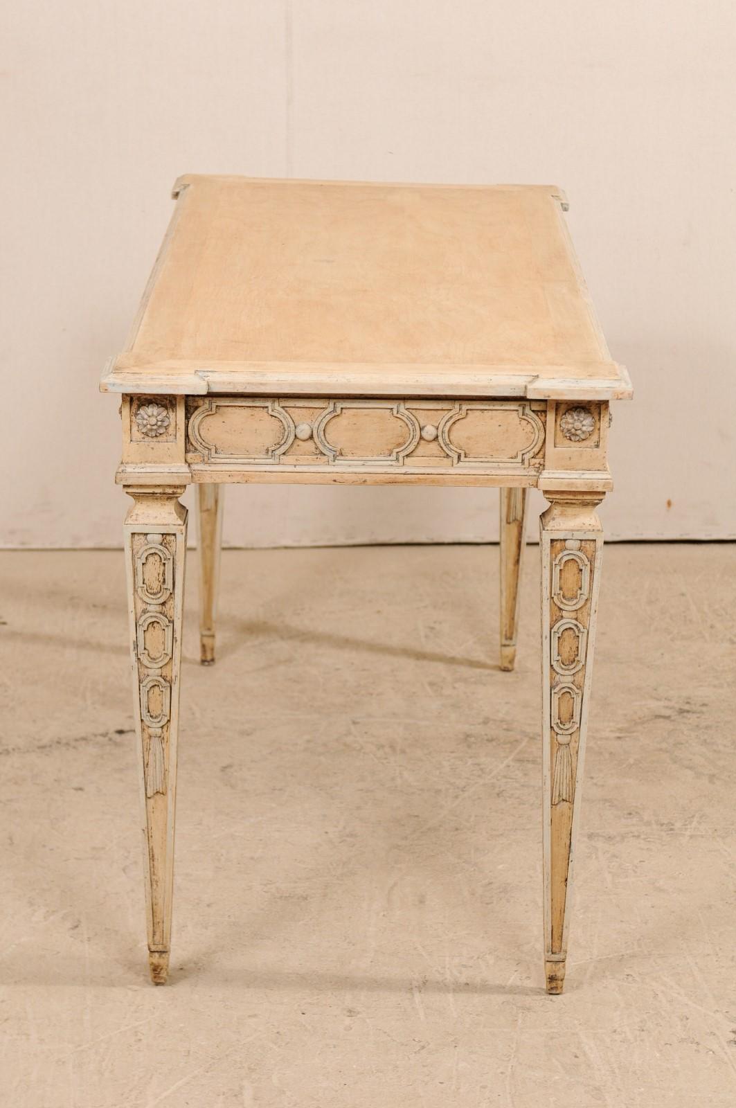 Italian Carved Wood Console or Sofa Table with Hidden Drawers and Nice Details 4