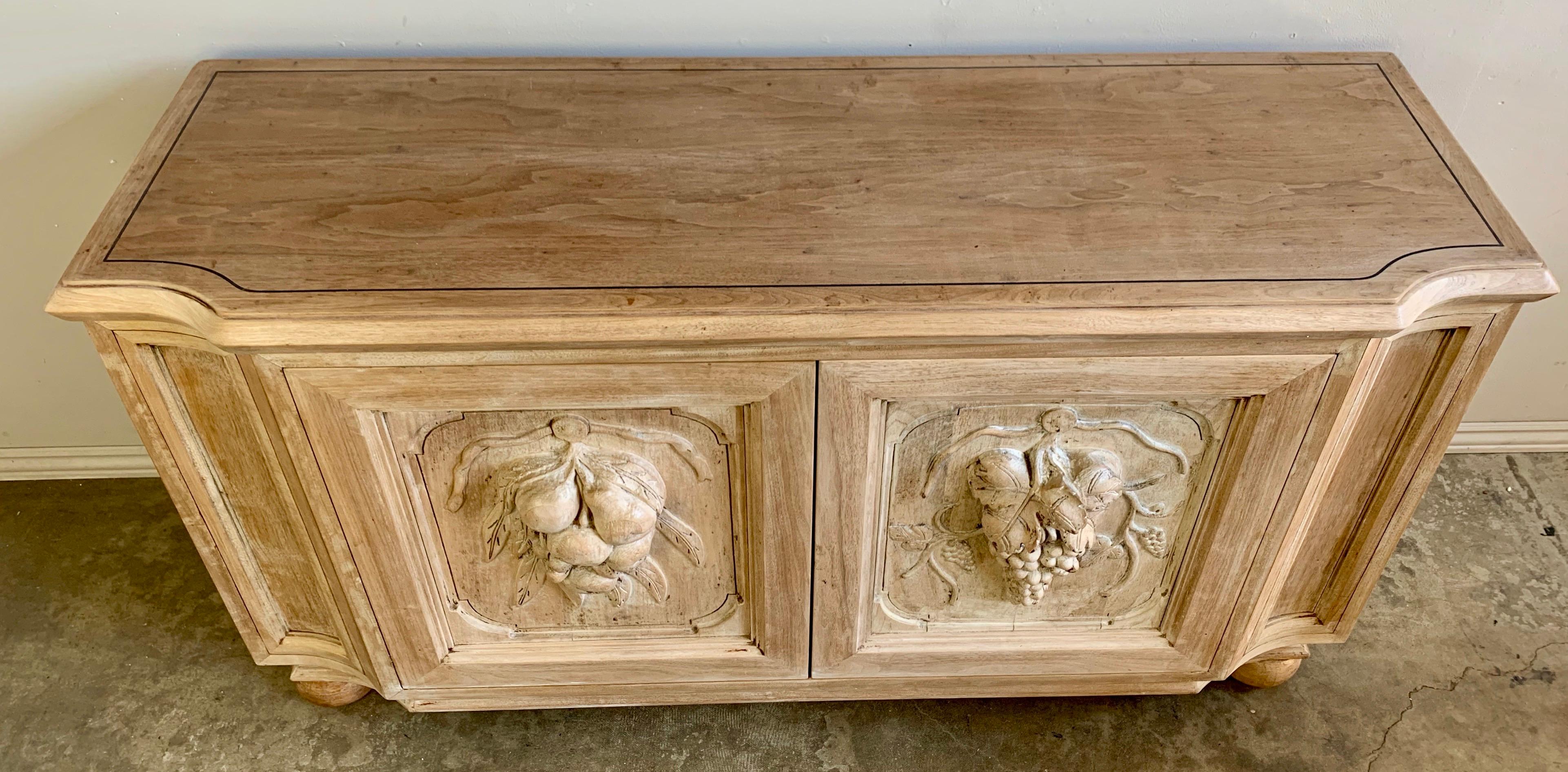 Hand-Carved Italian Carved Wood Credenza, circa 1940s