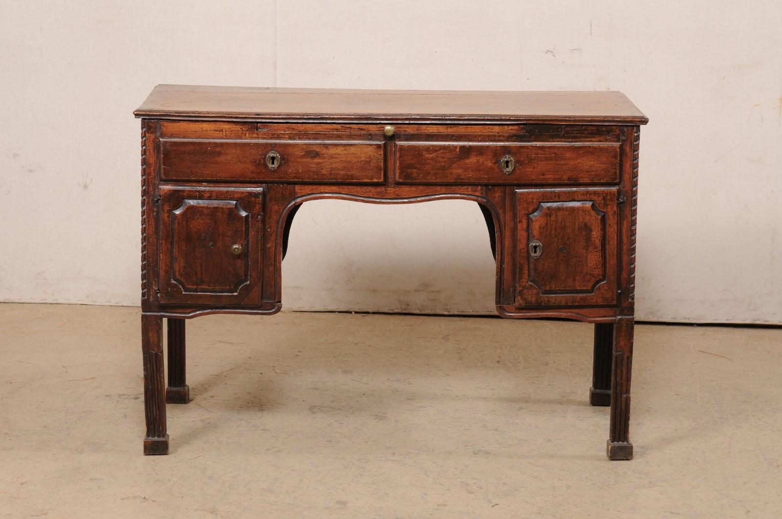 Italian Carved-Wood Desk W/Pullout Writing Shelf & Great Storage, 19th Century For Sale 5