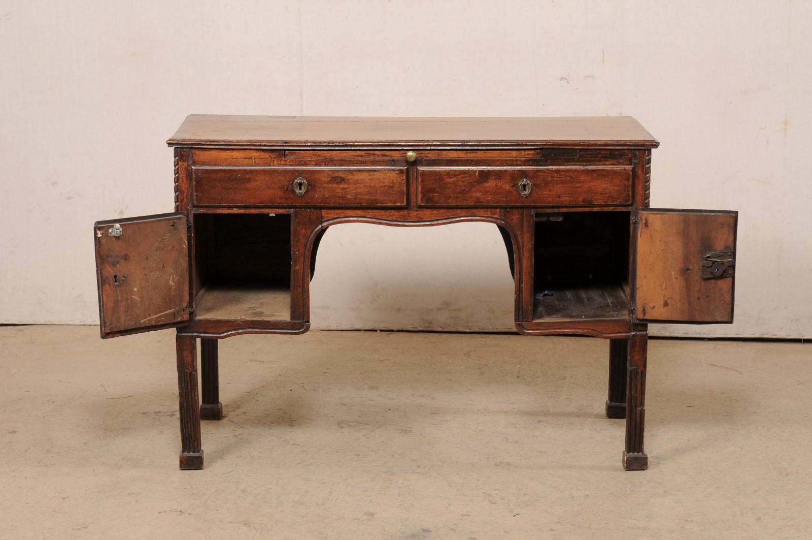 Italian Carved-Wood Desk W/Pullout Writing Shelf & Great Storage, 19th Century For Sale 6