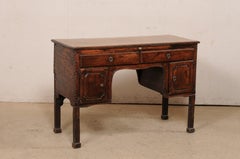 Italian Carved-Wood Desk W/Pullout Writing Shelf & Great Storage, 19th Century
