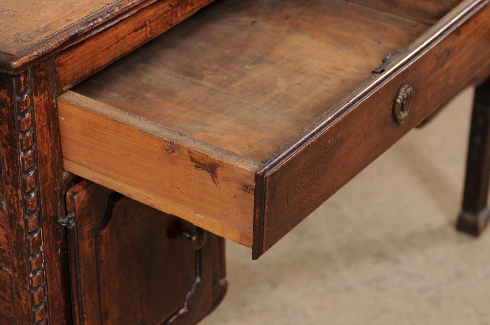 Italian Carved-Wood Desk W/Pullout Writing Shelf & Great Storage, 19th Century In Good Condition In Atlanta, GA