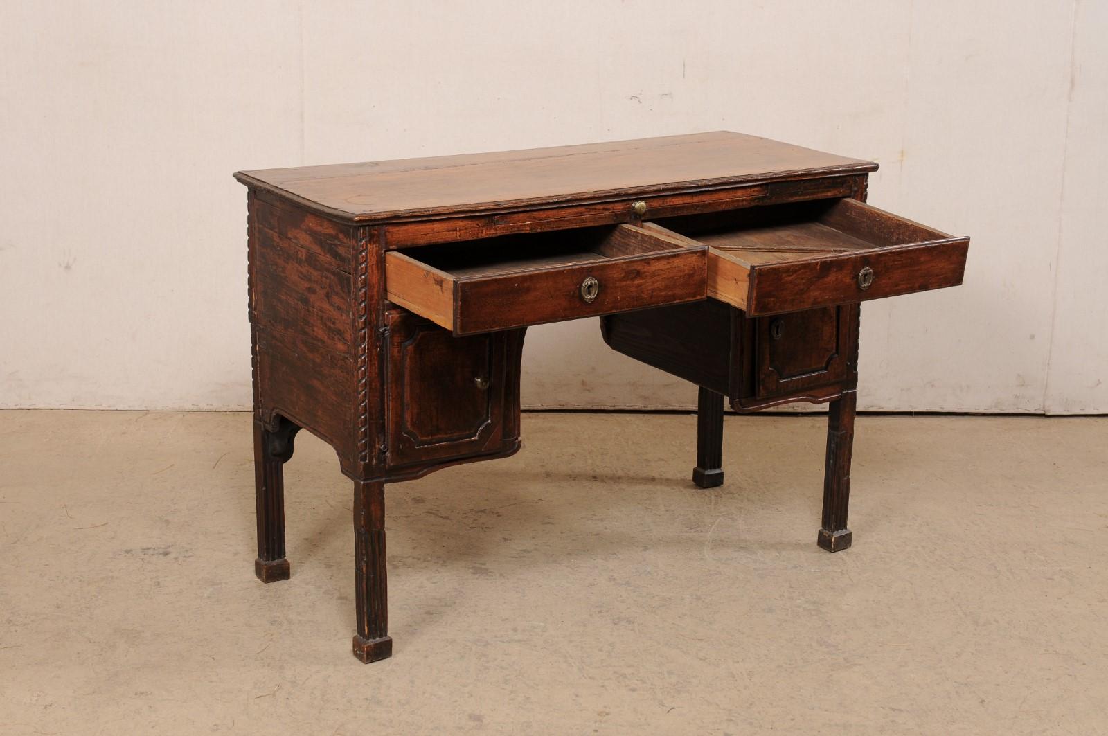 Italian Carved-Wood Desk W/Pullout Writing Shelf & Great Storage, 19th Century 1