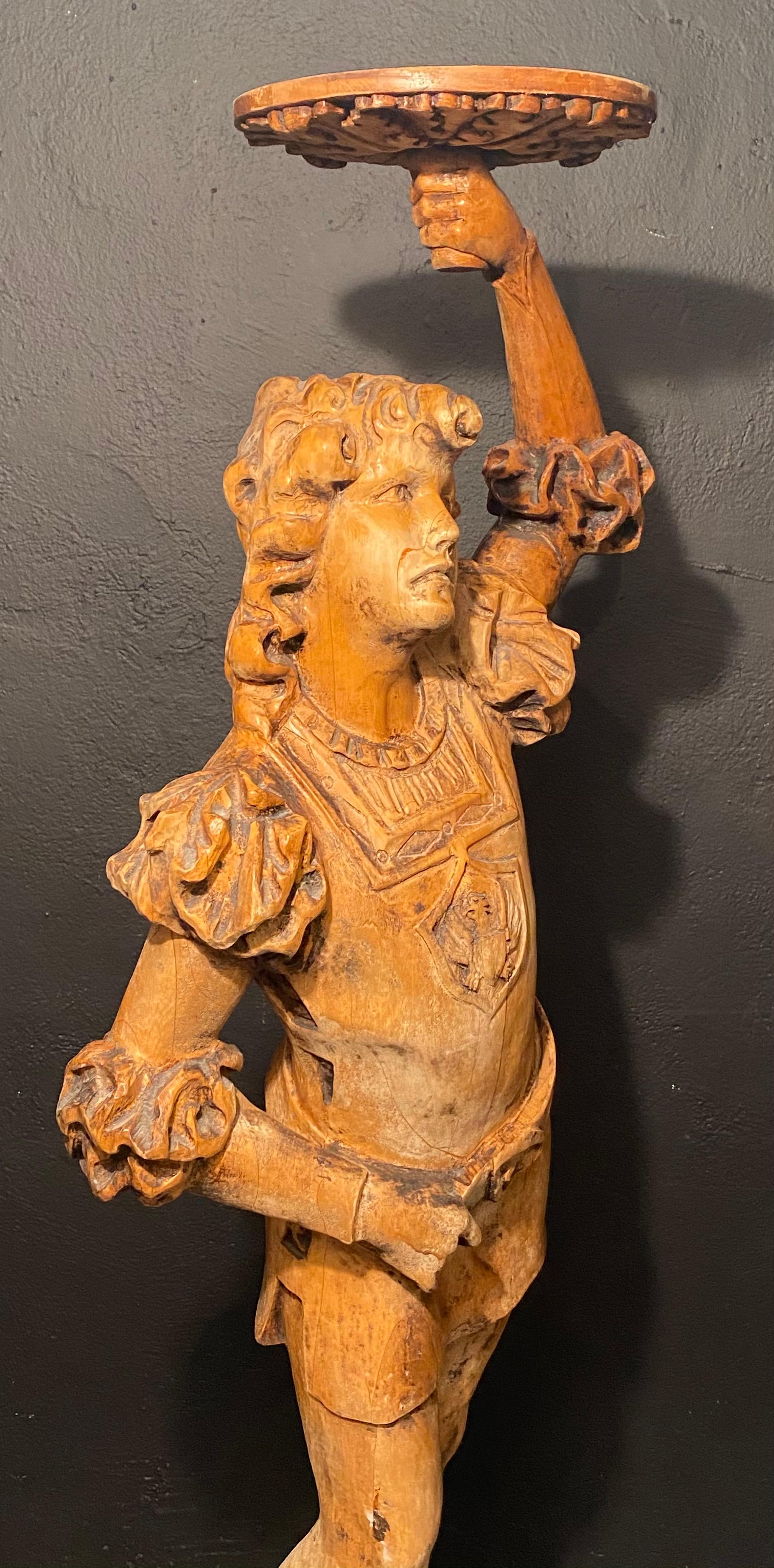 Italian Carved Wood Figural Card Stand, Receiver, Late 18th Century For Sale 13