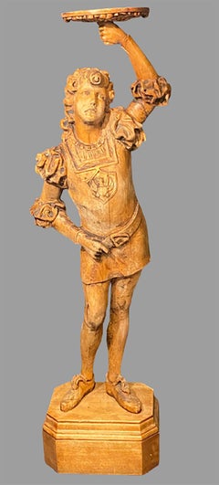 Italian Carved Wood Figural Card Stand, Receiver, Late 18th Century